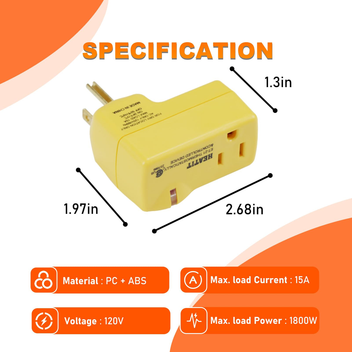 HEATIT ET-21 Freeze Thermostatically Controlled Outlet On at 38F /Off at 50F ET-21-1 1PCS