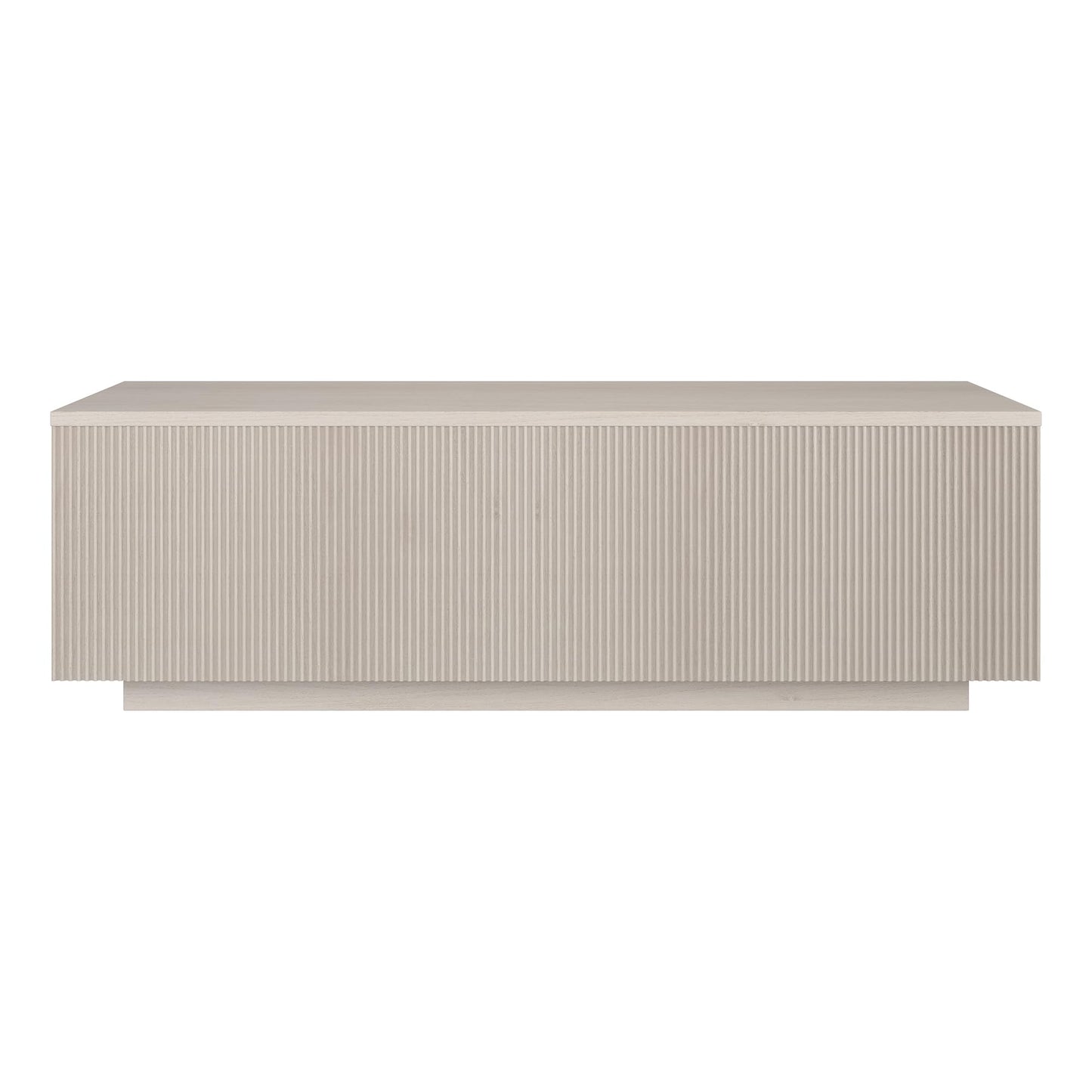Henn&Hart 48" Fluted Rectangular Low-Profile Coffee Table with Ribbed Base for Living Room, Family Room, or Office, Beech White