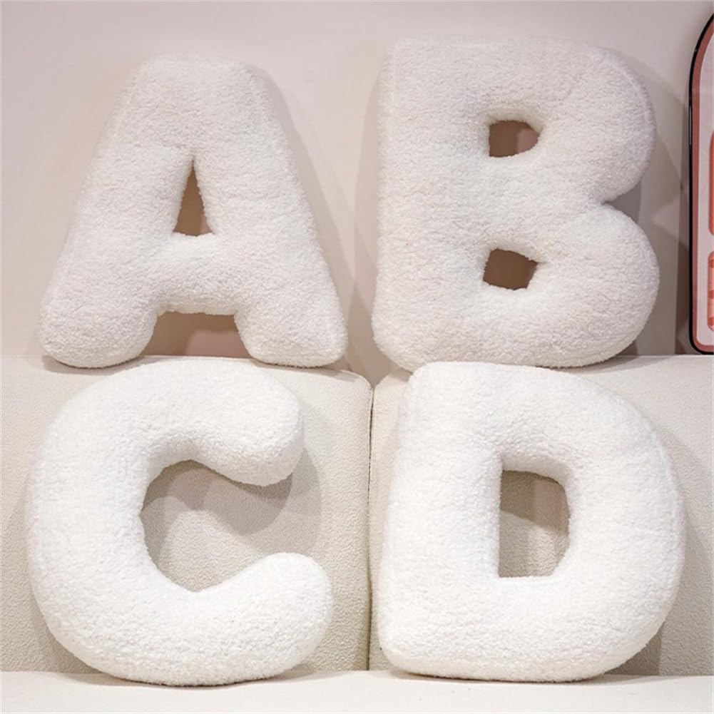 Decorative Initial Letter Shaped Throw Pillows for Bed Couch, English Alphabet A to Z for Sofa Bedroom Living Room Decor (D)