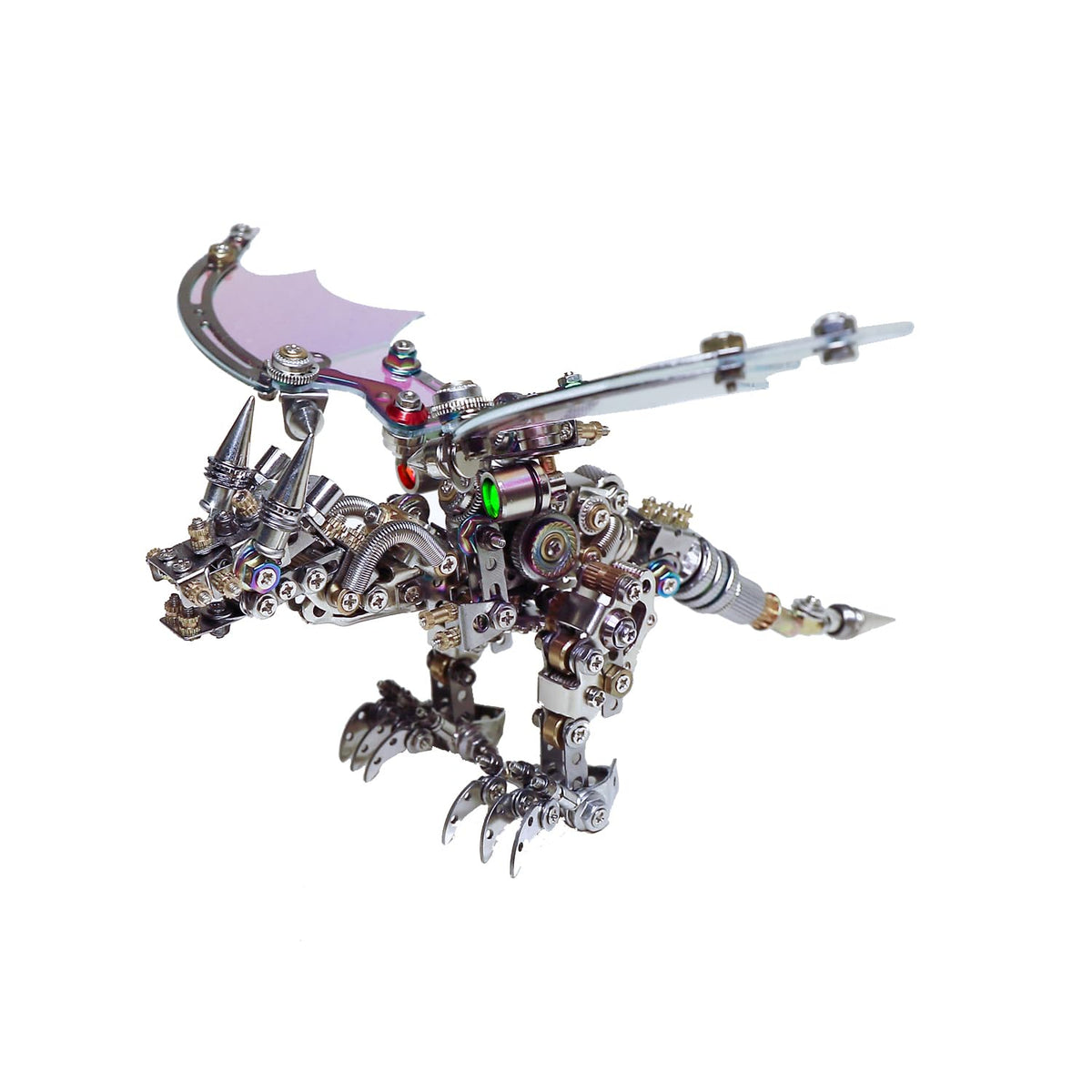 Arcynix Mostarle Reno Blue Dragon 3D Metal Puzzle Kit, 613 Pieces, Magnetic Assembly, LED Light-Up Color Changing Wings, Adjustable Display, DIY Mechanical Model for Advanced Builders Collectors
