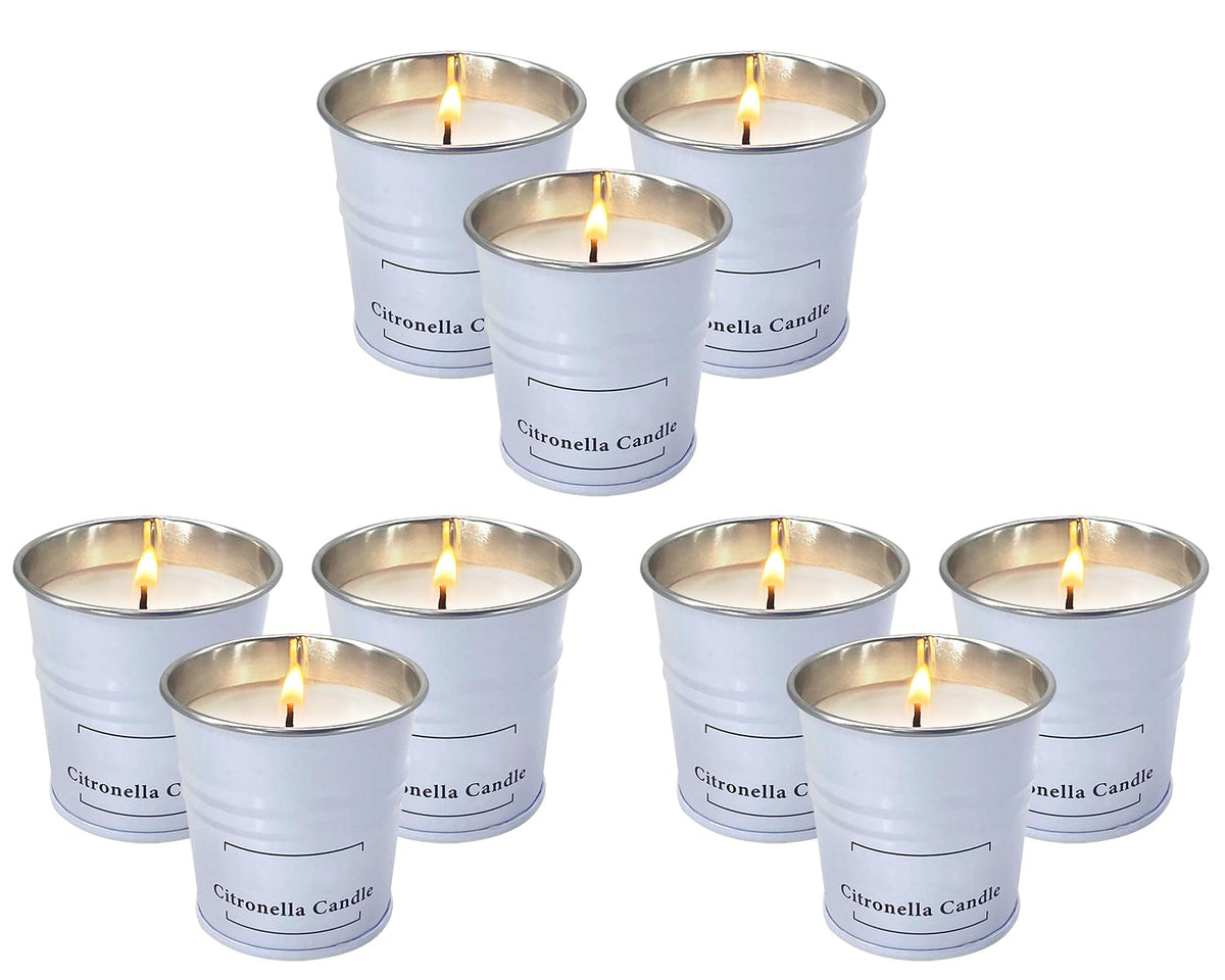 Enhanced Scents Outdoor Citronella Candles, 9 Pack, White, Repel Scented Candles, Control, for Patio, Camping, Outside, Home Scented