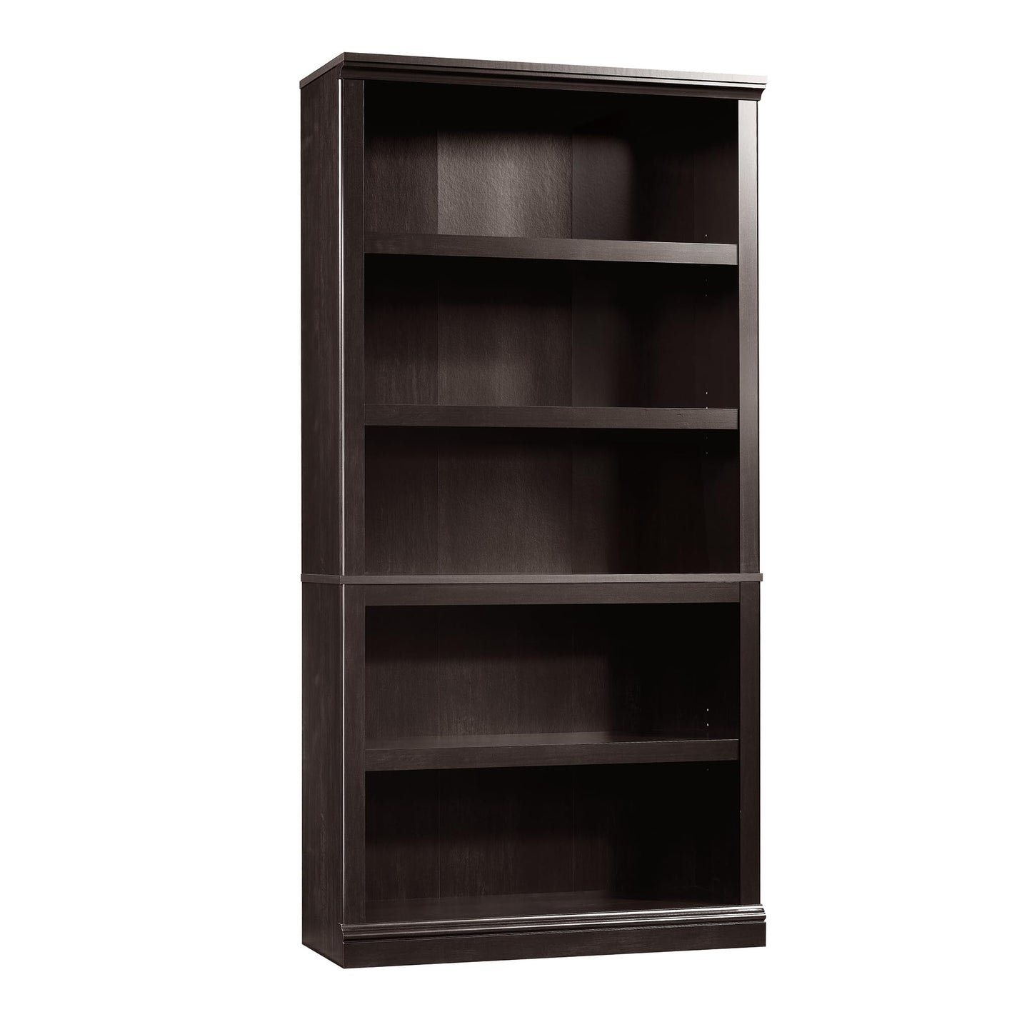 Sauder 5 Tier Book Shelf Wooden Bookcase Multipurpose Bookshelf for Home Office, Living Room, in Estate Black finish