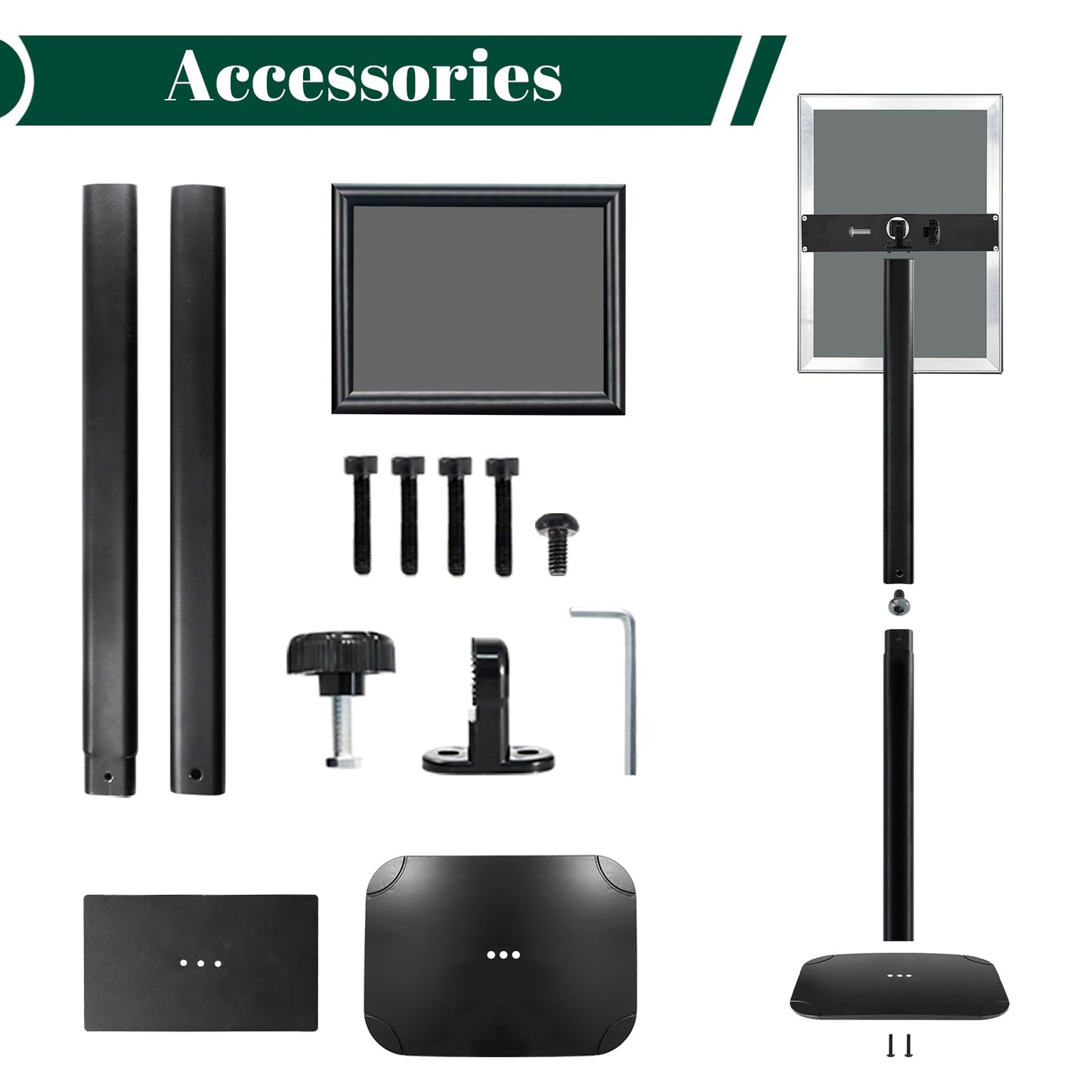 Mutualsign 3Pcs Heavy Duty Pedestal Sign Holder for Display, 8.5 x 11 inches Adjustable Floor Standing Sign Holder with Weighted Base ,Sign Stand for Indoor/Outdoor Advertising，Black