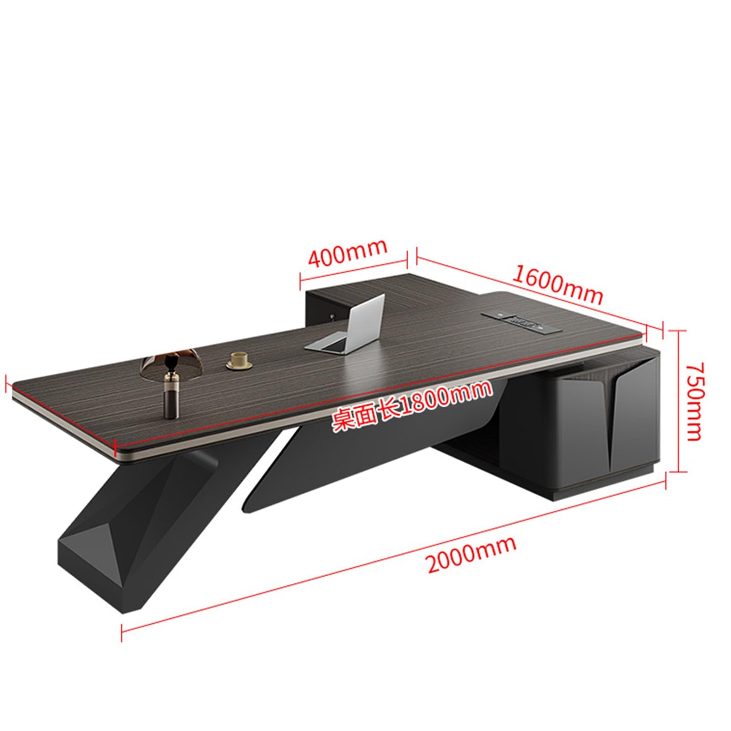 LSIGHTUS L-Shaped Executive Desk with Storage Cabinet, Office Table Wood Office Desk for CEO Boss Manager with File Drawers Business Furniture Desk Workstation for Home Office
