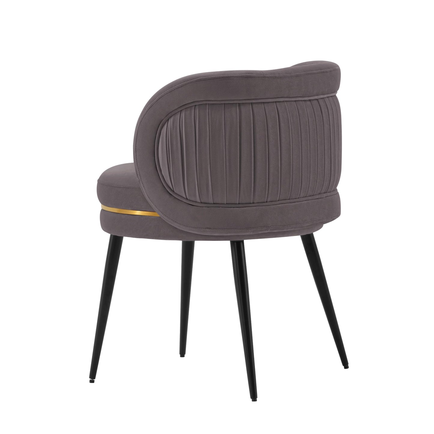 Manhattan Comfort Kaya Modern Velvet Dining Chair with Pleated Round Back, High Density Foam Padding & Premium Wood & Metal Frame, Accent Kitchen Furniture, Grey