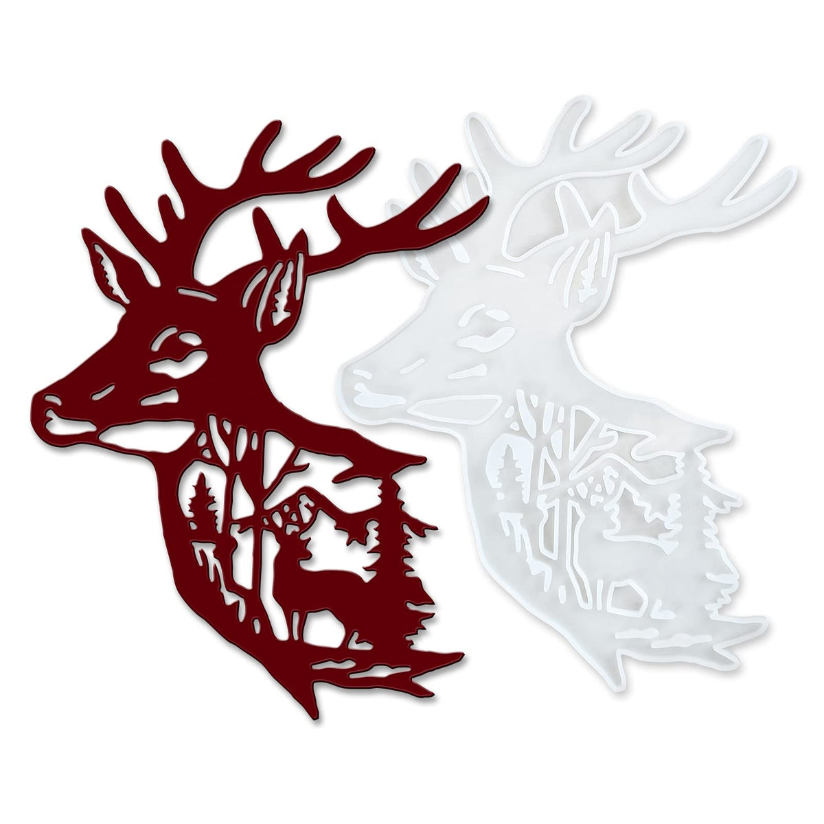 Deer Wall Hanging Resin Silicone Mold, Deer Antlers Epoxy Casting Mold for Wall Decor, DIY Christmas Elk Door Art Home Party Unique Decoration