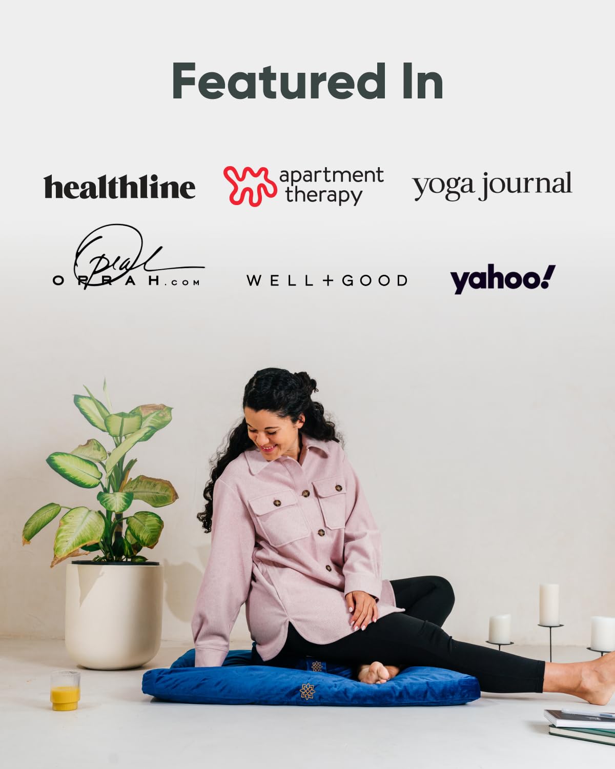 Mindful Modern Velvet Zabuton Meditation Mat - Luxurious Meditation Cushion Pillow with 100% Cotton Filling - Enjoy Better Posture and Greater Comfort for Zafu or Bench (Royal Navy)