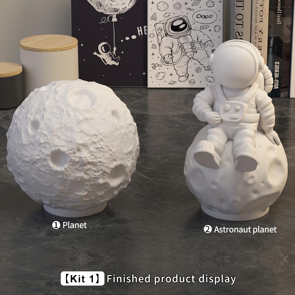 Space Planet Resin Molds Silicone，【2-Piece Set】 Epoxy Resin Space Astronaut Silicone molds,3D Resin Spaceballs Molds, Small Rocket Silicone Model, Space Rabbit DIY Gift Sets for Teens (【Kit 1】)