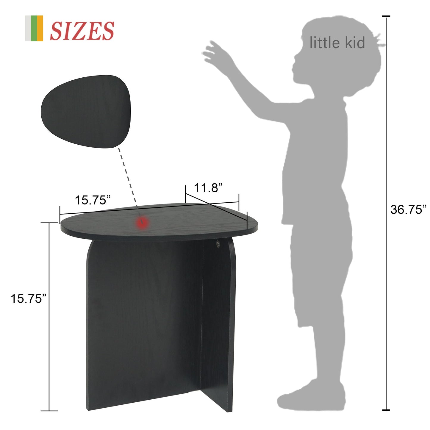 AWASEN Black Side Table, Small Triangle End Table Living Room, Modern Accent Table with Unique Tabletop, Mini Bedside Table for Small Spaces, Black