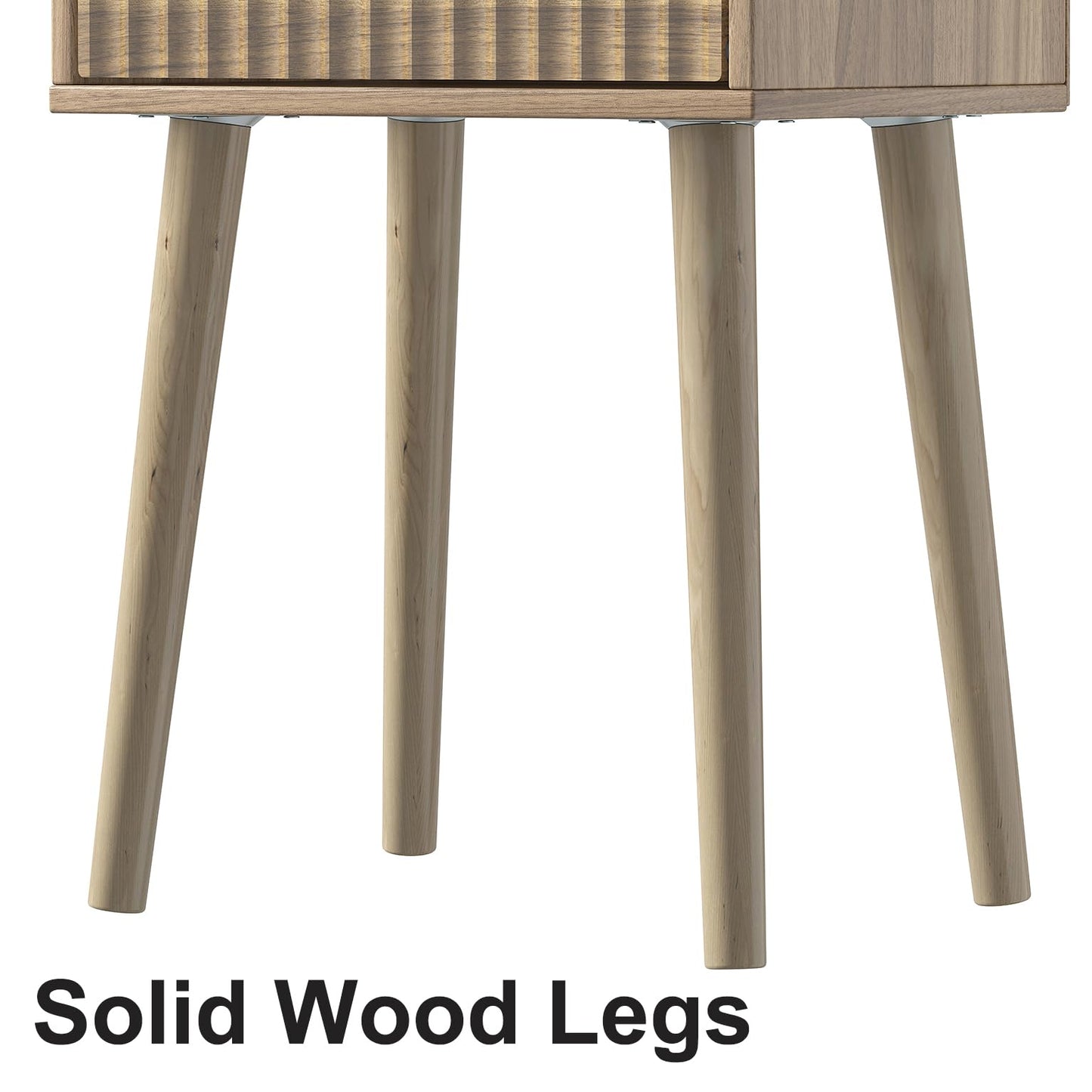 LAATOOREE Nightstands Set of 2, Small Size Side End Table, Bedside Table with Fluted Door, Solid Wood Feet; for Bedroom, Small Bed