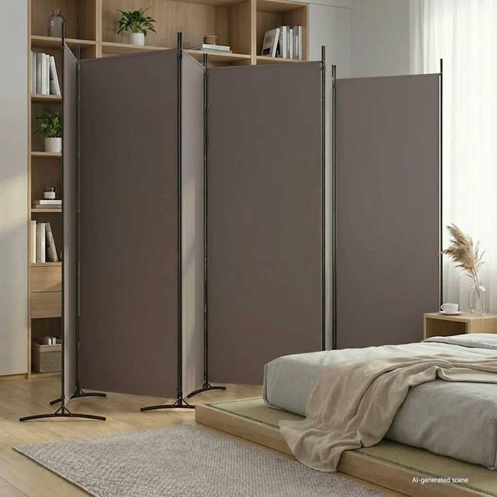 vidaXL vidaXL Room Divider, Folding Privacy Screen 6 Panel Room Divider, Freestanding Room Partition Wall Divider for Room Separation, Anthracite Fabric