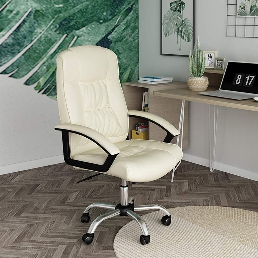 IWHBCBOIX Office Elements Classic Replica Chair - Vegan Leather, Thick high Density Foam, Chrome arms Visitors in PU Suitable for and Home （White or Black）