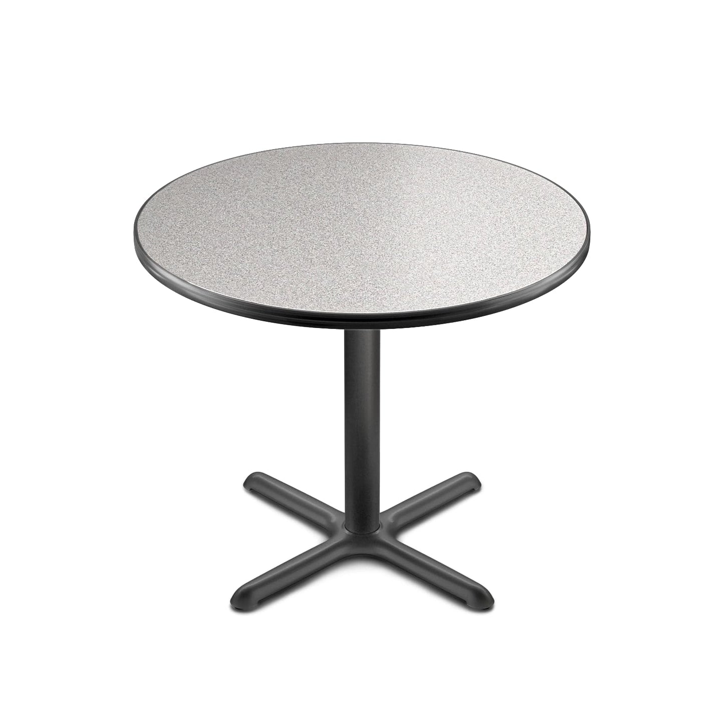 OEF Furnishings OEFCT13636XDGY Premium Commercial-Grade Restaurant and Breakroom Cafe Table (Round, 36 in Diameter, 30 in Dining Height, X-Base, Black Frame, Gray Nebula Laminate)