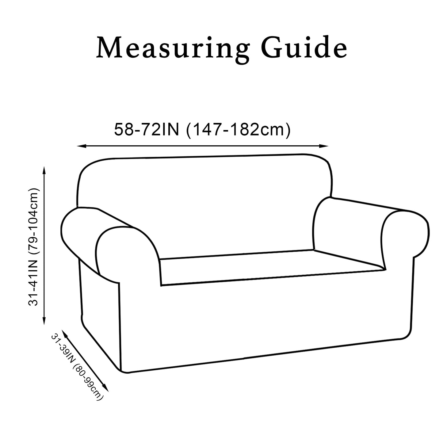 Turquoize Loveseat Covers Stretch Love Seat Couch Covers for 2 Cushion Couch Velvet Furniture Covers for Sofa with Elastic Bottom Crafted from Polyester, Spandex (Loveseat, Ivory)