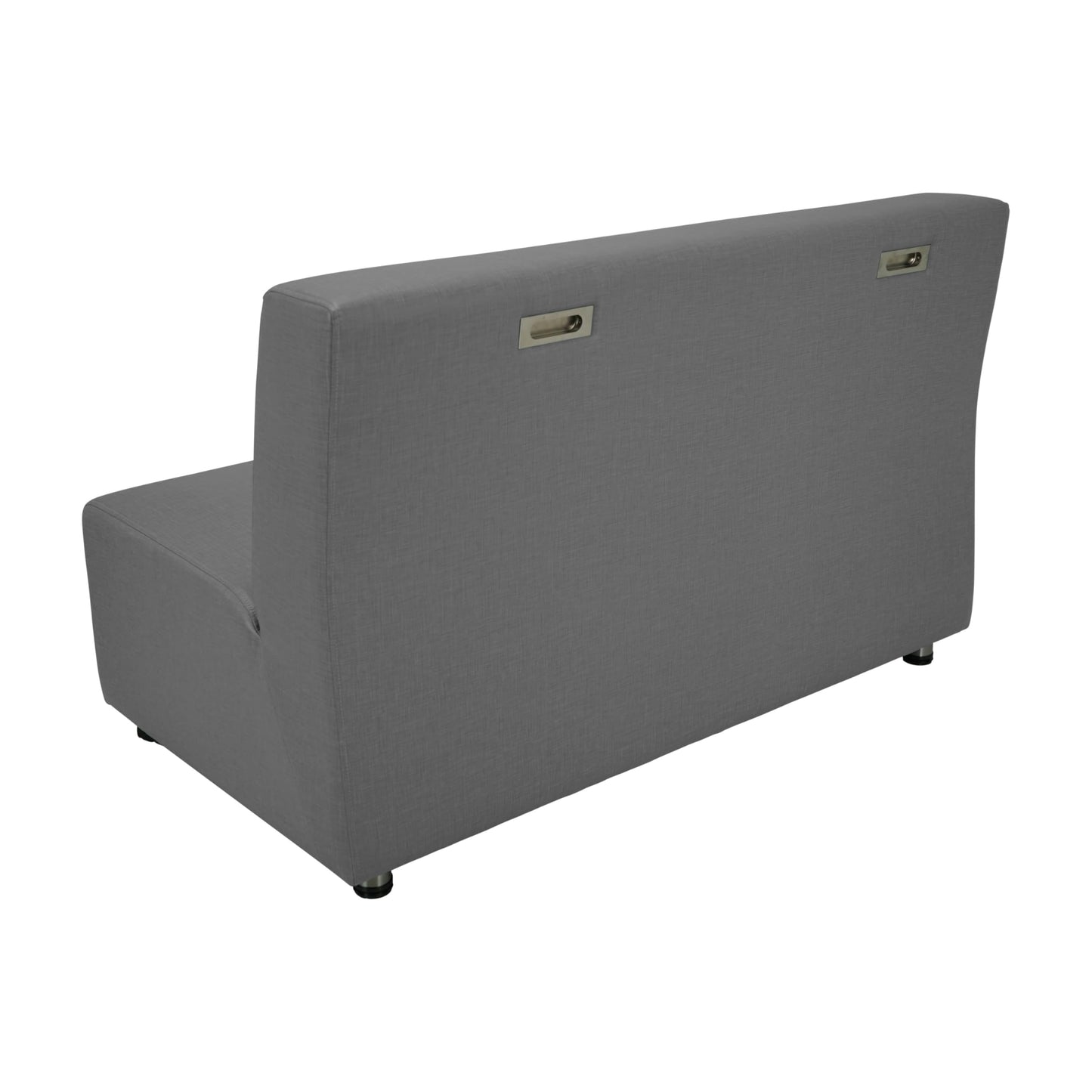 FDP Pro Series Upholstered Armless Mobile Sofa with Tech Panel, Collaborative Commercial Furniture for Hotel Lobby, Office, School, Restaurant, Library, Waiting Room - Slate Gray Crosshatch