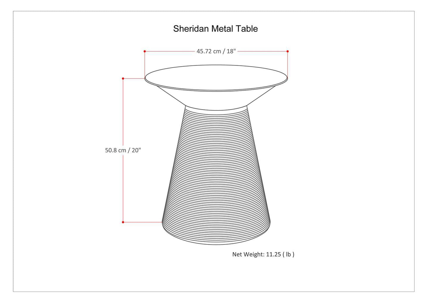 SIMPLIHOME Sheridan Metal Table - 18" Wide x 20" High Solid Metal Round Side Table in Aged Copper, Industrial Accent Table for Living Room, Bedroom, or Office with Sculptural Design, Assembled