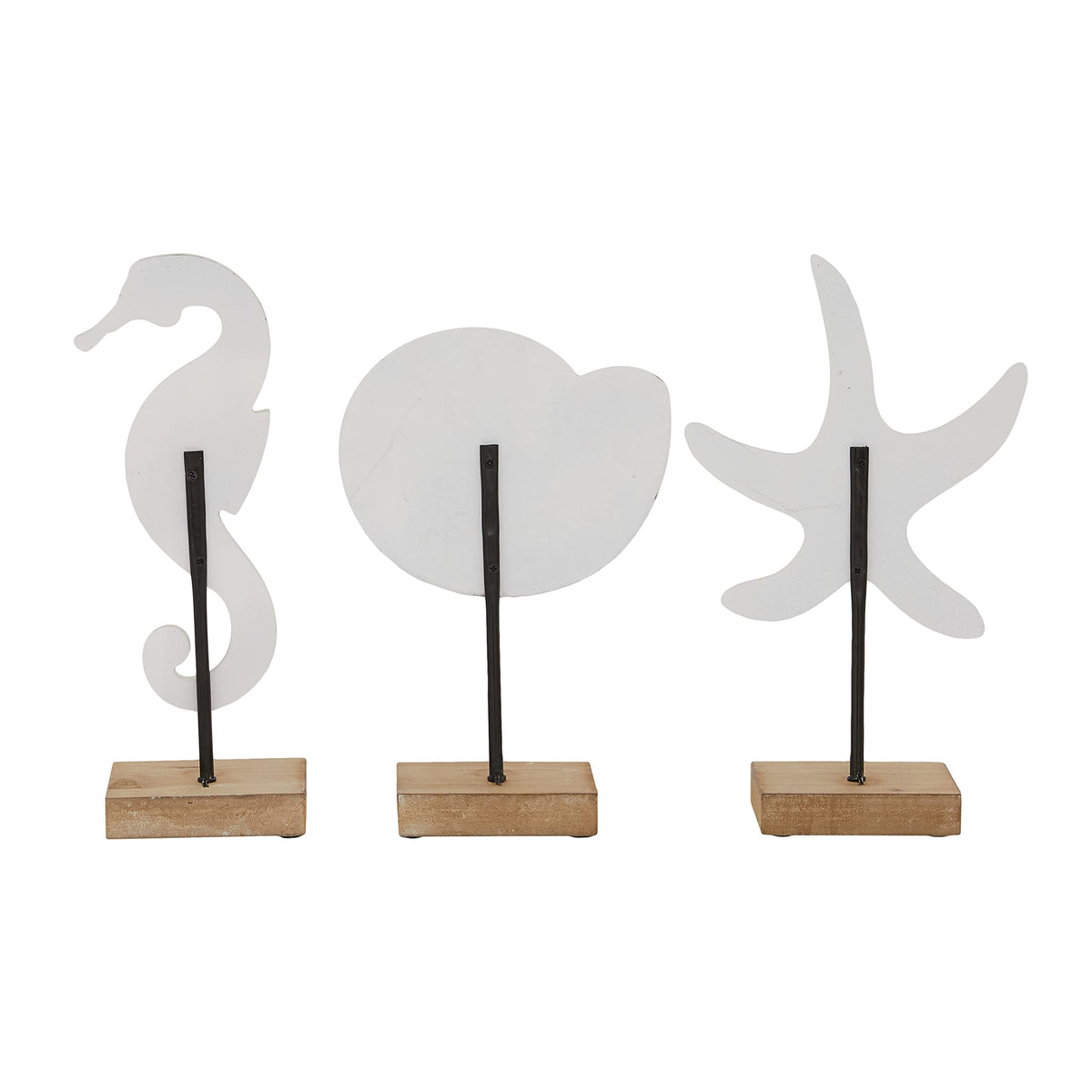 Deco 79 Plastic Sea Life Decorative Sculpture Home Decor Statues, Set of 3 Accent Figurines 13", 13", 13"H, White