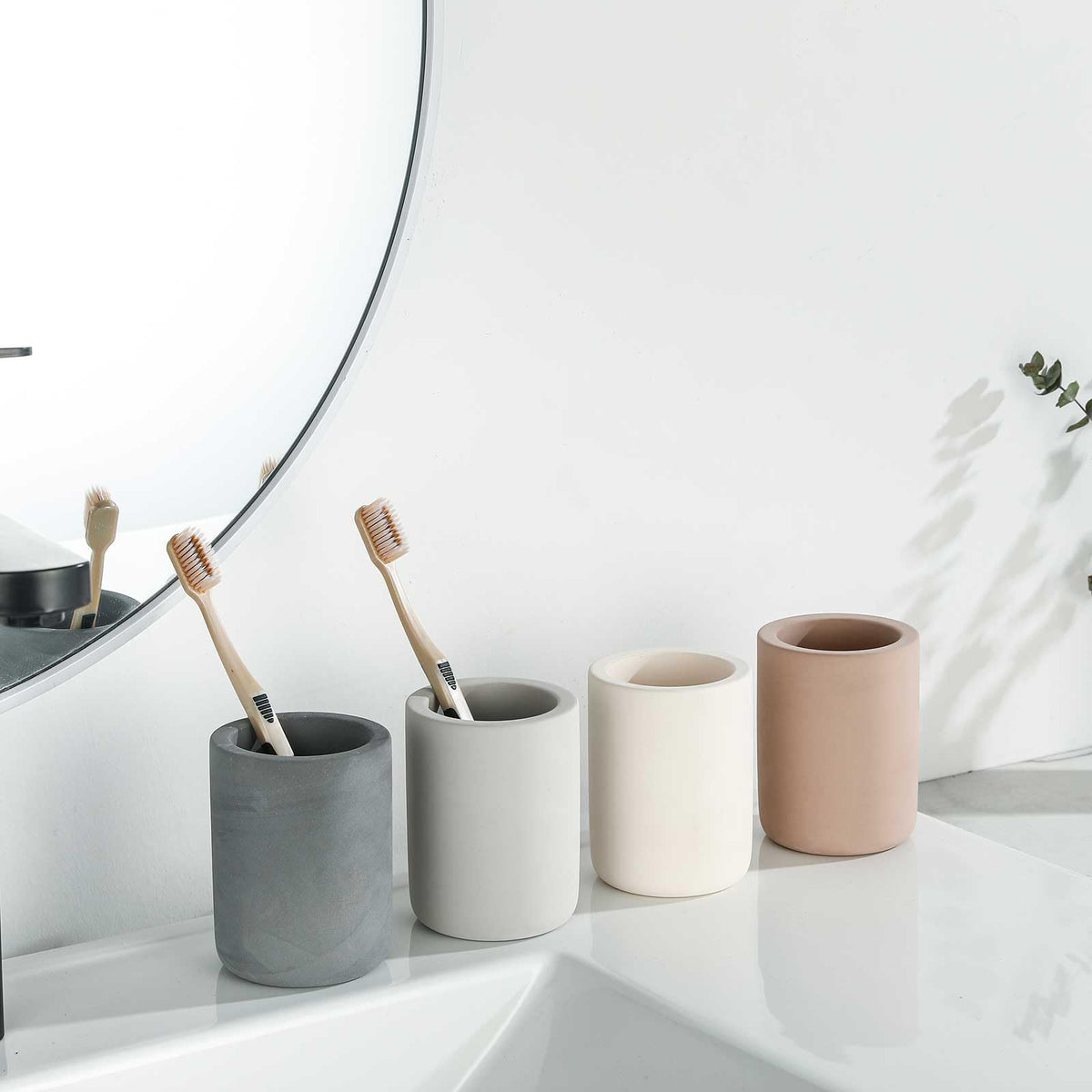 TOPSKINOY Drying Stone Toothbrush Holders, Diatomite Quick Drying Electric Toothbrush Organizer for Bathroom, Light Grey