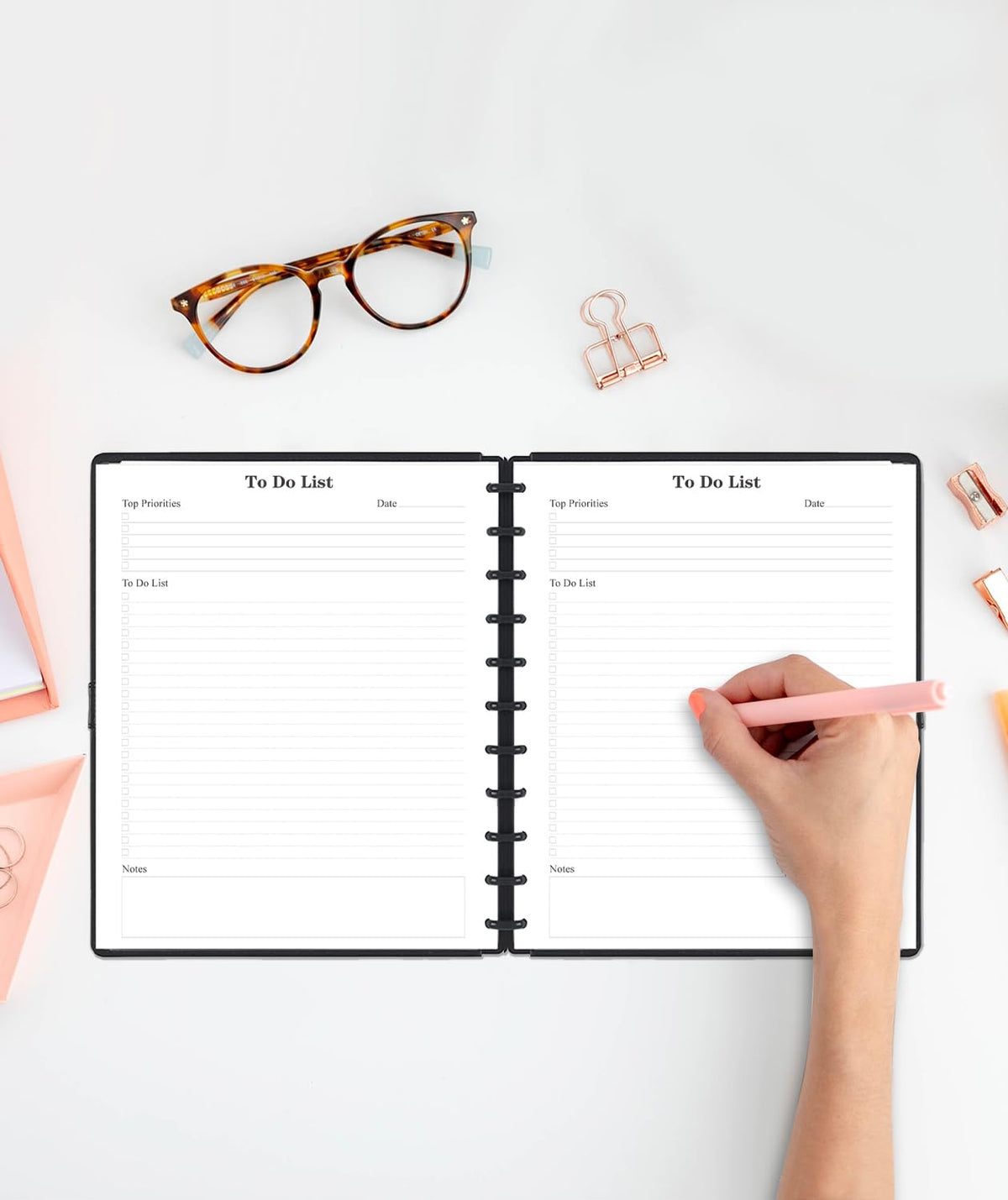 (2-Pack) Letter Size TUL Discbound To Do List Refills, 11 Disc Daily Planner Insert, 200Sheets / 400Pages To Do Paper, 100gsm White Paper, 8.5'' x 11''