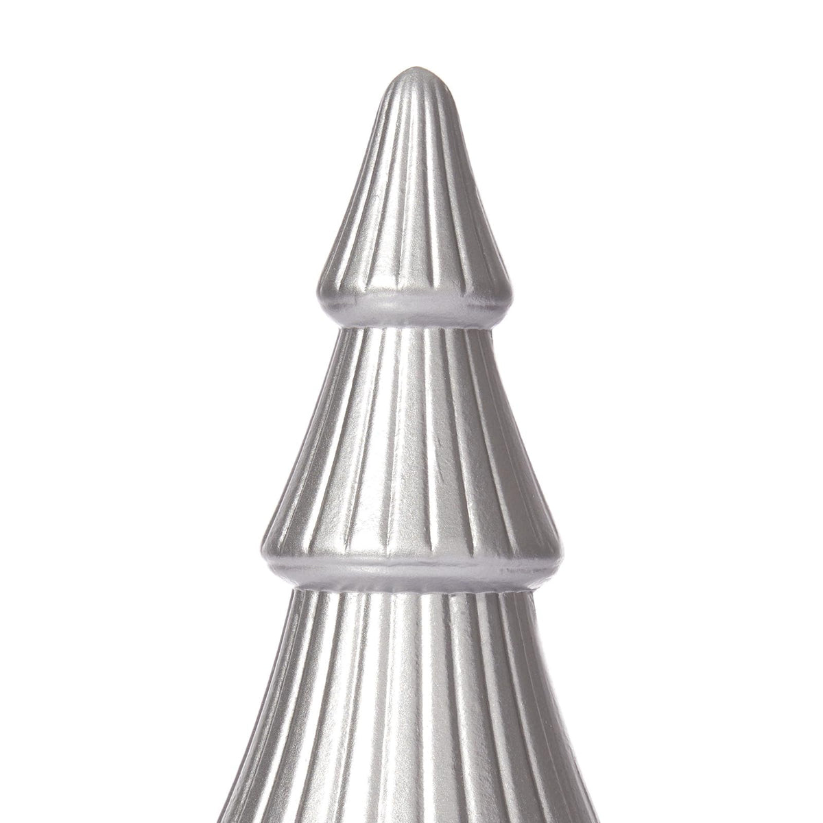 WONDROUS' DECO Wooden Christmas Tree Figurine, Tabletop Silver Tree Figurine, Set of 2 Desk Centerpieces for Christmas Decor