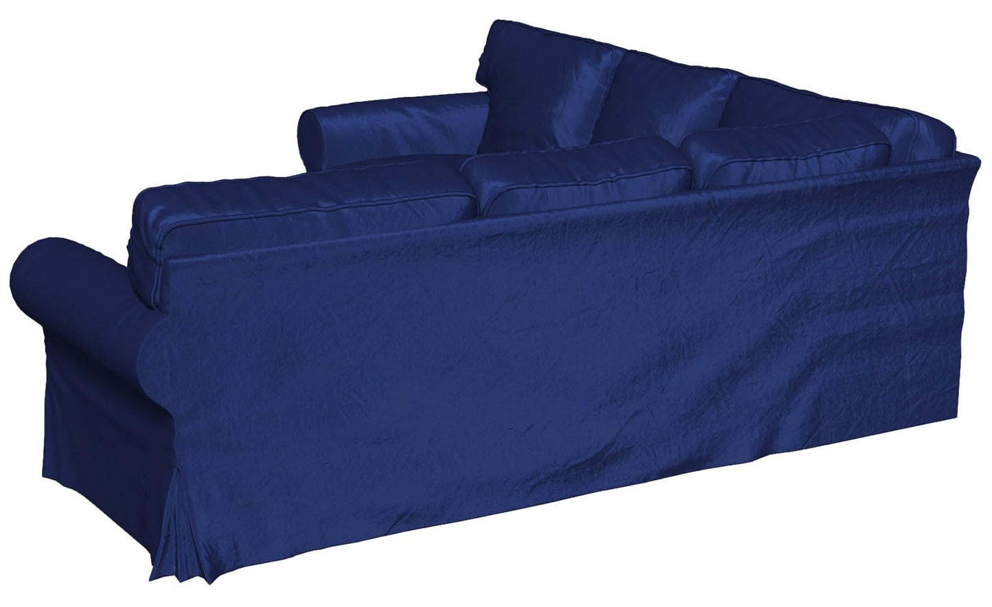 Velvet Pets Friendly Sectional Corner Sofa Covers Made Compatible with IKEA Ektorp 4 Four Seat Couch Sofa Slipcovers (Velvet Blue Ektorp 2+2)