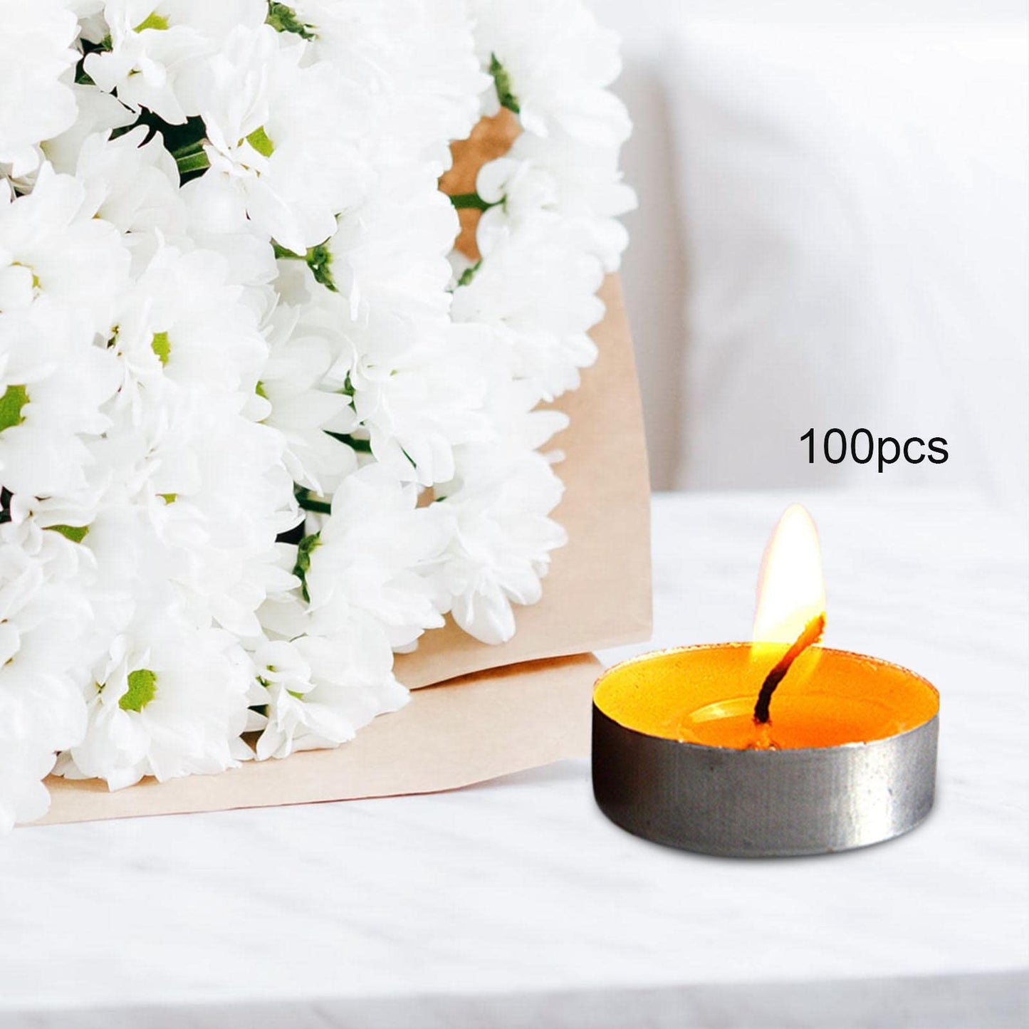 Gcljlmy 100x Smokeless Round Candles 1H Long Burning Tea Light Tibetan Buddhist Church Tealight Ghee Butter Lamp Candles for Wedding Meditation Rituals Altars (Yellow)