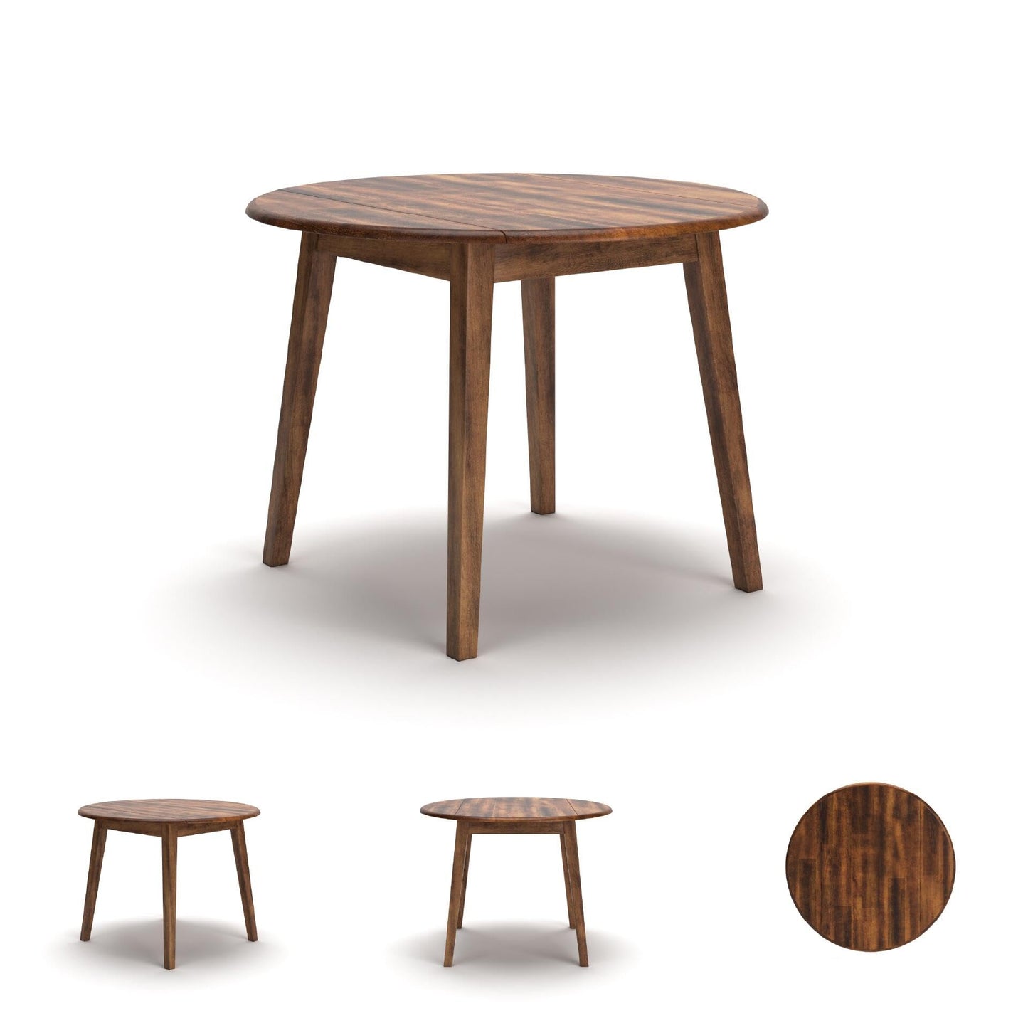 Signature Design by Ashley Berringer Dining Room Round Drop Leaf Table, Rustic Design, Seats 4, Hinged Extension Leaves, Small Space Solution, 42" W x 42" D x 30.63" H, Rustic Brown