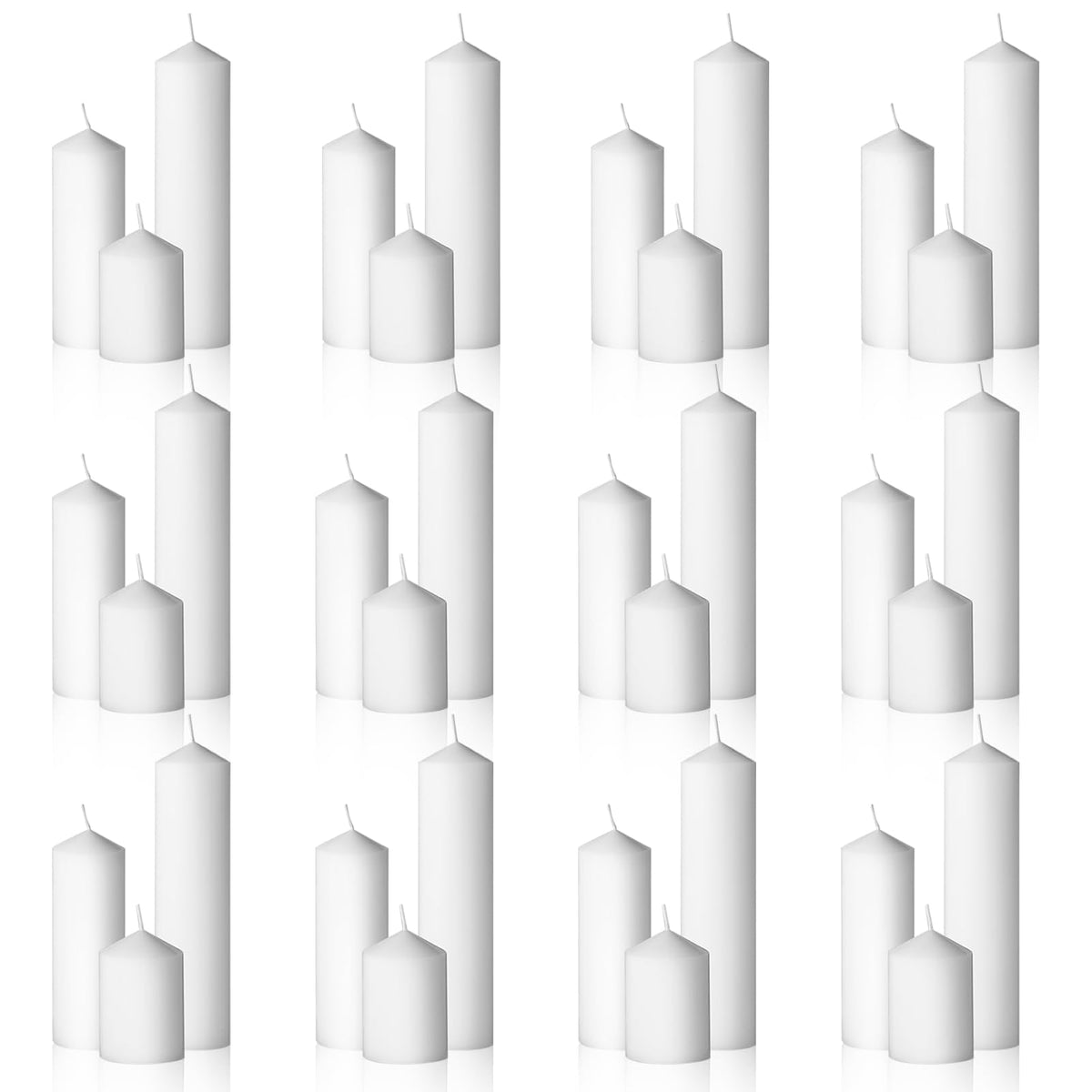 36PC White Pillar Candles Bulk 2 in x 3, 6, 8 Inch Long Burning Wax Pillar Candles Unscented Smokeless Dripless for Wedding Centerpieces Spa Lantern Fireplace Home Christmas Thanksgiving Party Decor