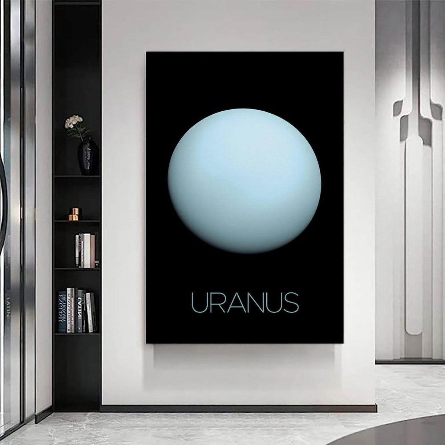 Solar System Planets Canvas Wall Art - Uranus Planet Space Poster for Kids Room Bedroom Classroom, STEM Educational Astronomy Decor, Science Gift for Boys Girls, 12x18 Inch Framed