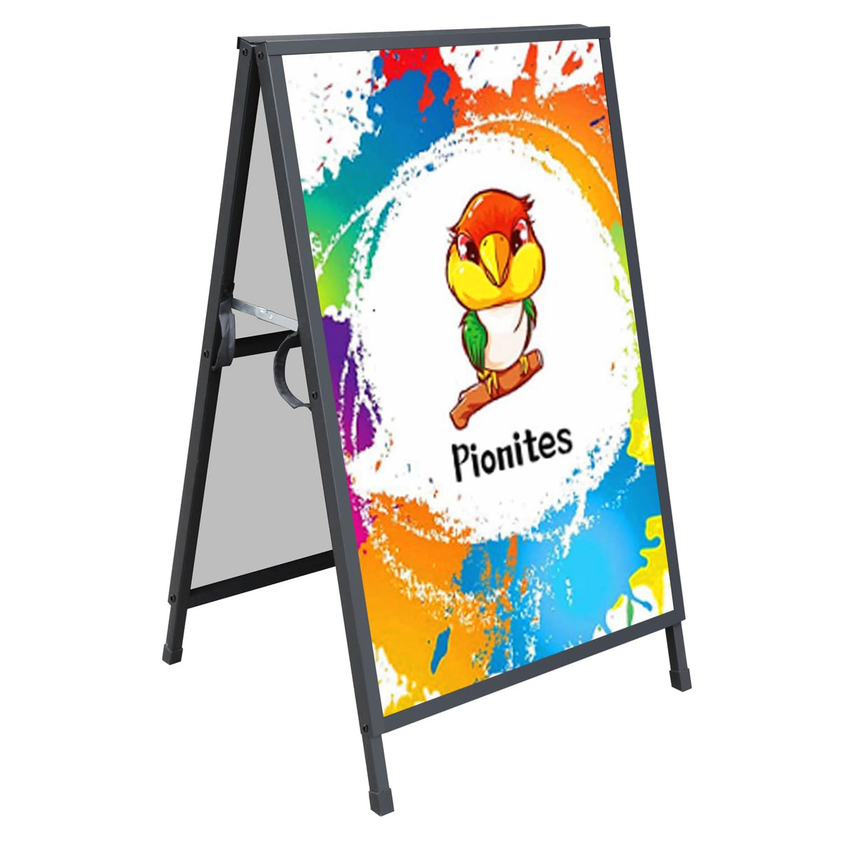 Pionites Heavy Duty Slide-in Folding A Frame Sign Sidewalk Sign 24x 36 Inch Steel Metal Double-Side Pavement sign Corrugated Plastic Poster (1, Black, 24''X36''(Frame Only))