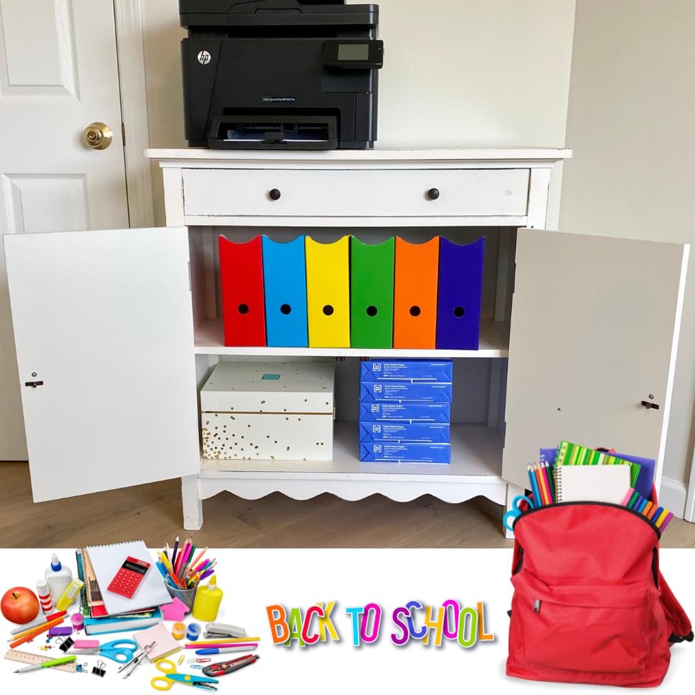 Evelots Magazine File Holder -Set of 6 Multi Color- Office Desk Organizer - Sturdy Cardboard - New Upgraded Double Front Panel -4" Wide-Easy Assemble