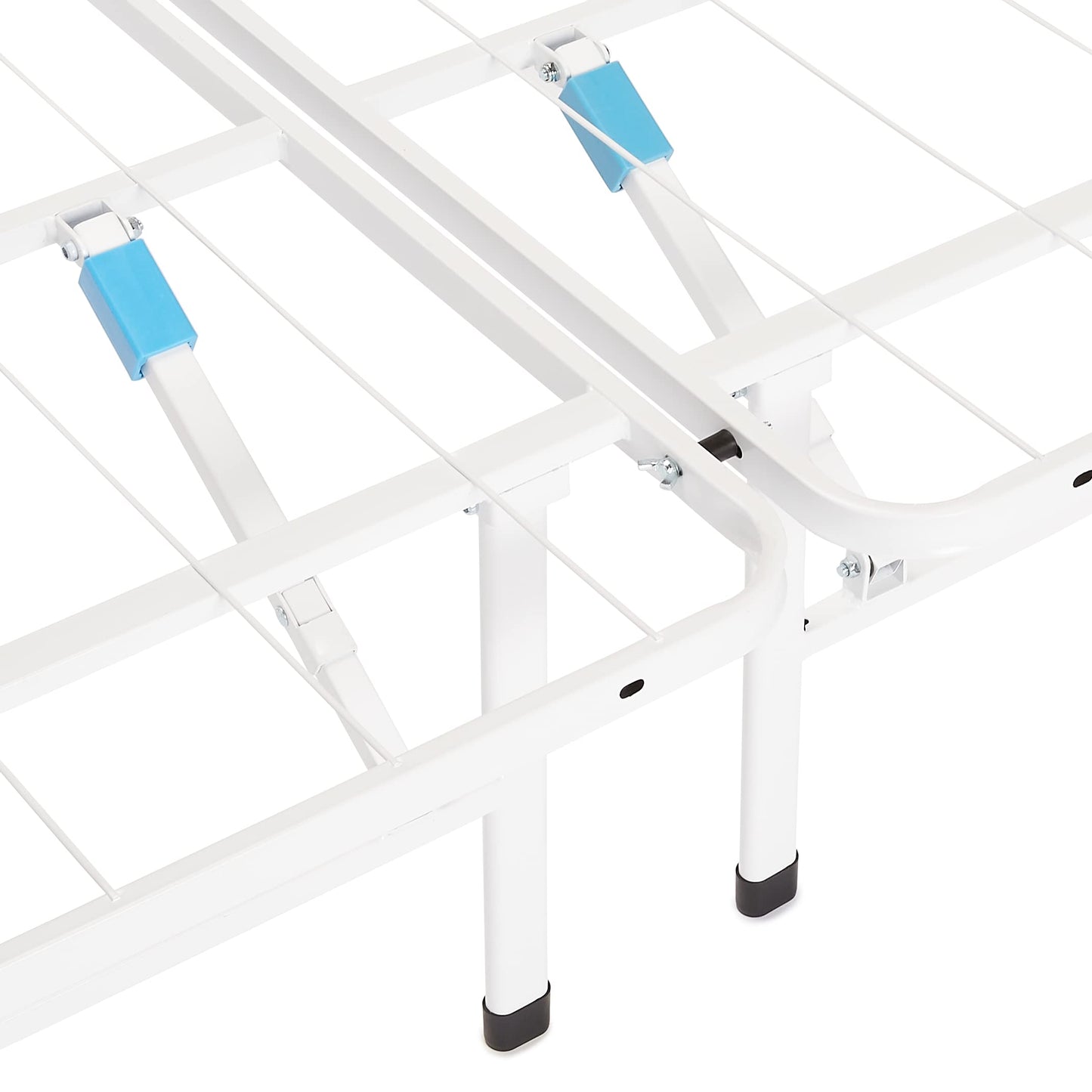 Amazon Basics Platform Bed Frame Full, Foldable Metal, Tool-Free Setup, 14 Inches High, White