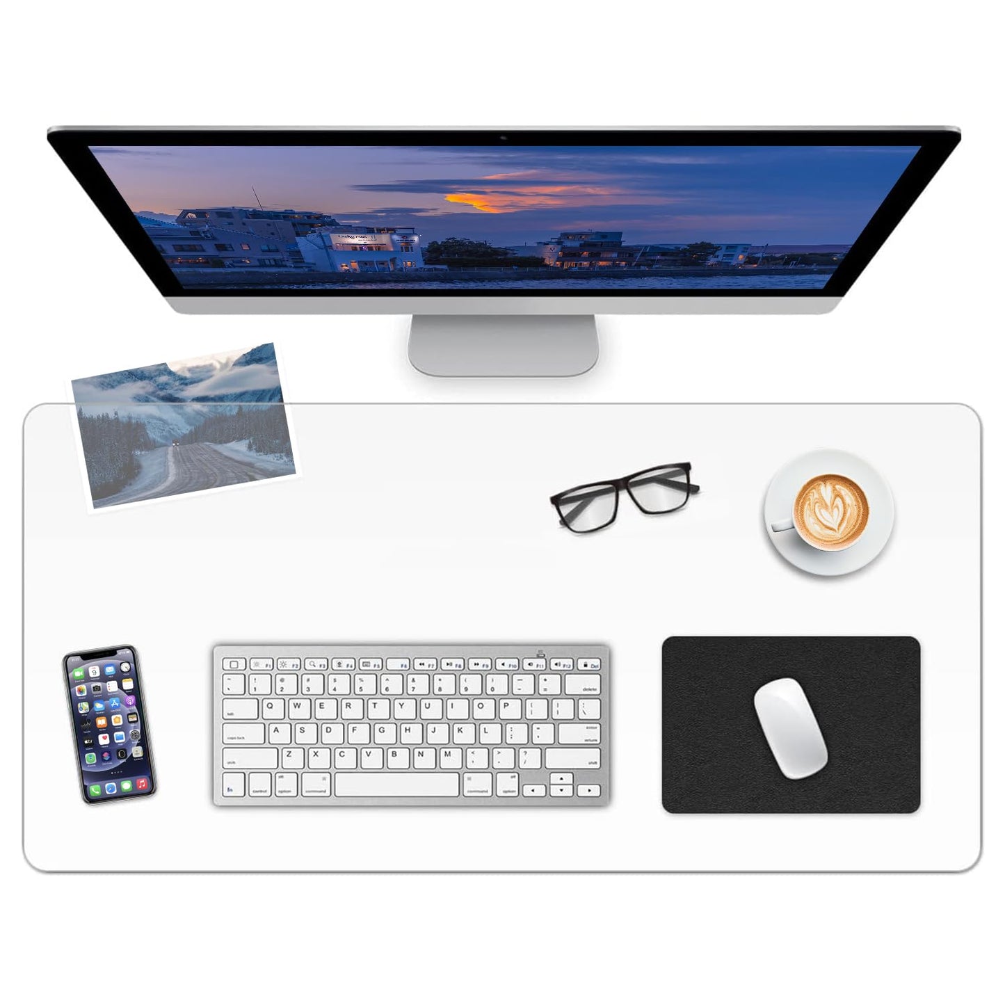 LBJFYHJN Clear Desk Mat, Non-Slip PVC Desk Protector Mat with Round Edge, Heat Resistant & Waterproof Clear Desk Writing Mat for Home and Office (27.6''*15.7'')