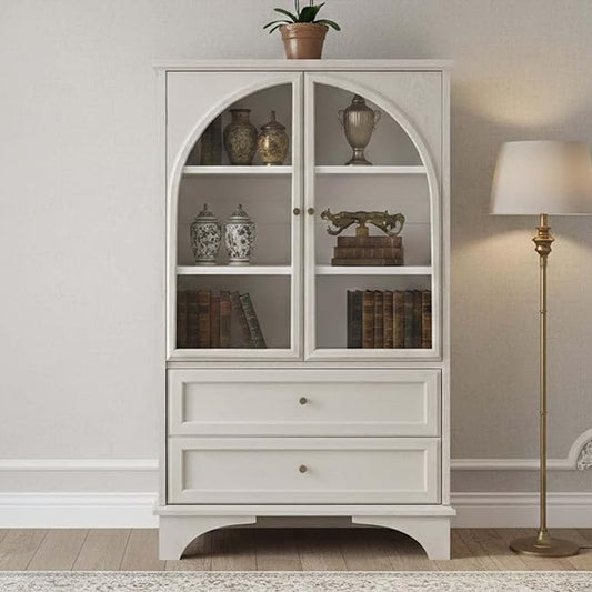 52" Tall Display Cabinet with Glass Doors, Glass Display Case Storage Cabinets