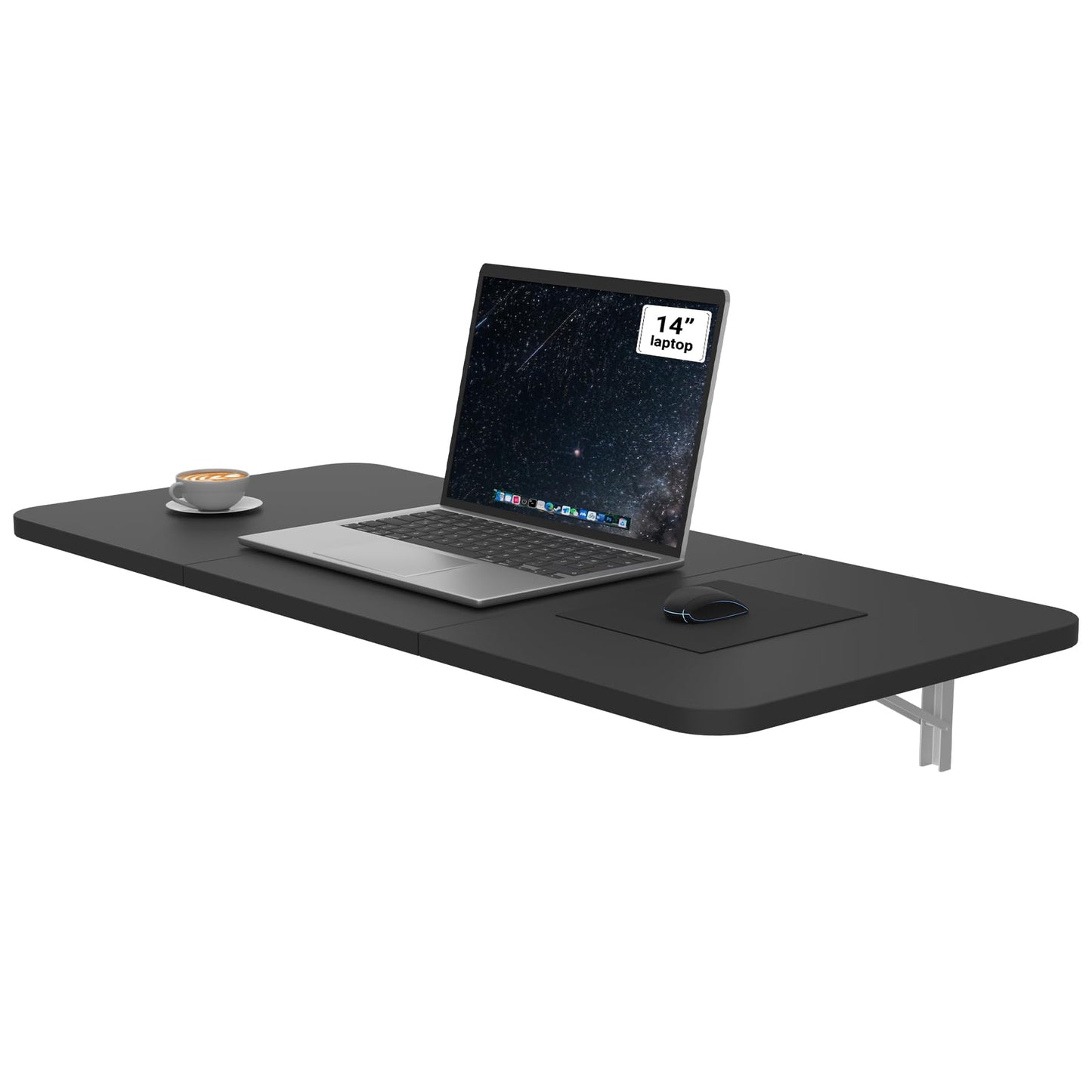 Neoaider Wall Mounted Folding Desk 35.4” x 15.7”, Drop Down Table with Metal Collapsible Brackets, Folding Wall Table for Small Spaces, Home, Office, Kitchen, Laundry Room-Black