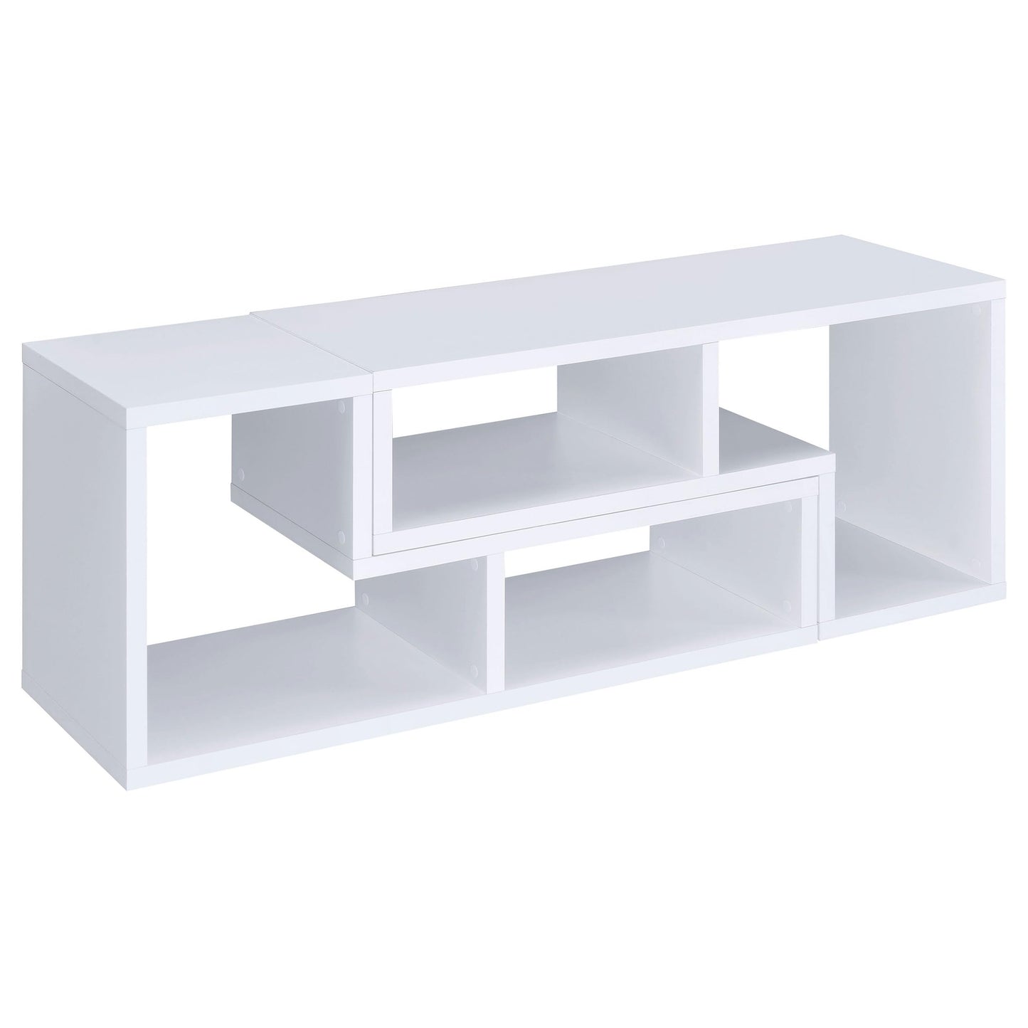Coaster Home Furnishings - Velma - Engineered Wood - Multipurpose 4-Shelf TV Stand Bookshelf with Geometric Design, Cube Shelves, Transitional Style - Living Room and Home Office - White - 800330