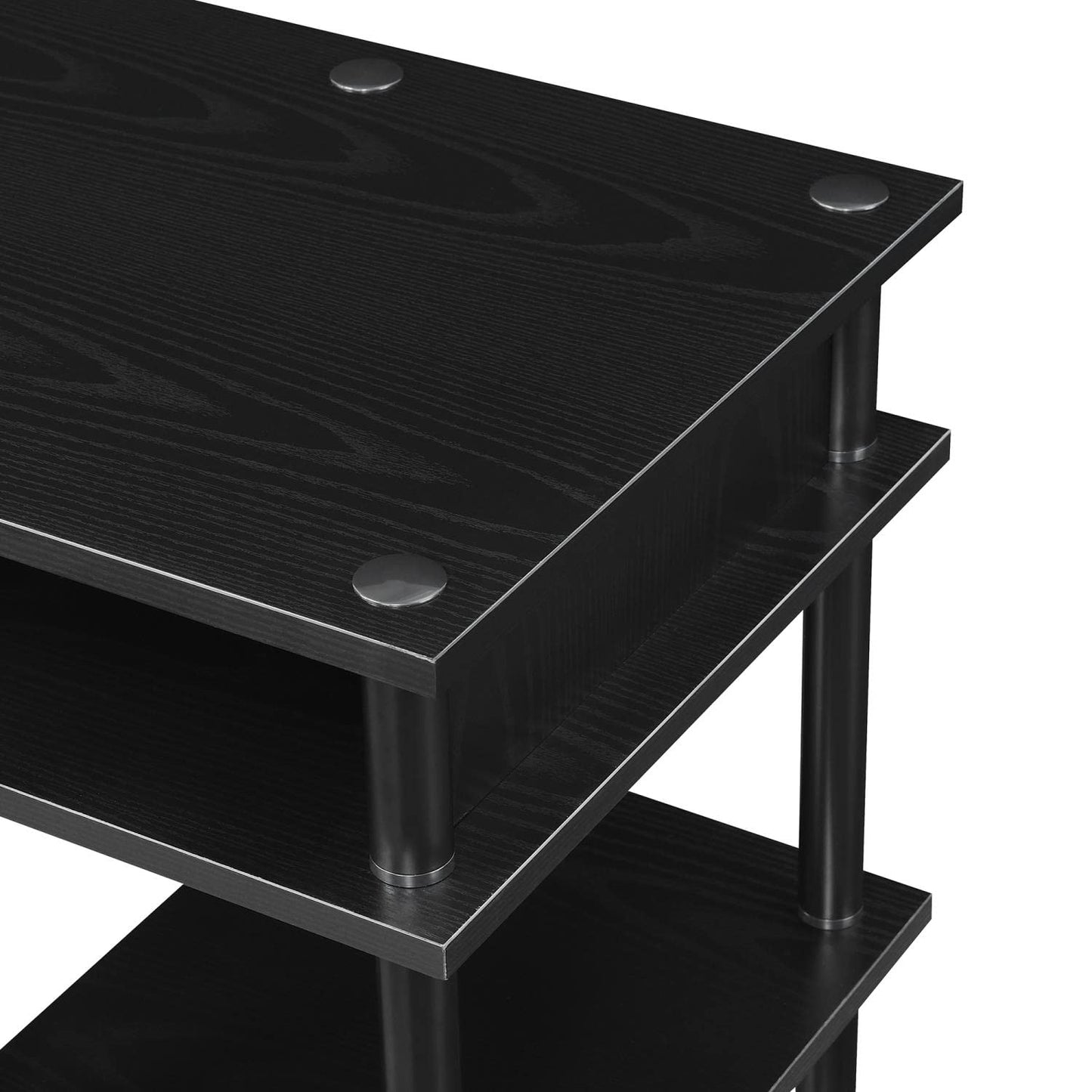 Convenience Concepts Designs2Go No Tools Desk Home Office Desk with Shelves, Corner Shelf Vanity Desk Computer Desk Nail Table for Nail Tech - 47.25" L x 15.75" W x 30" H, Black/Black