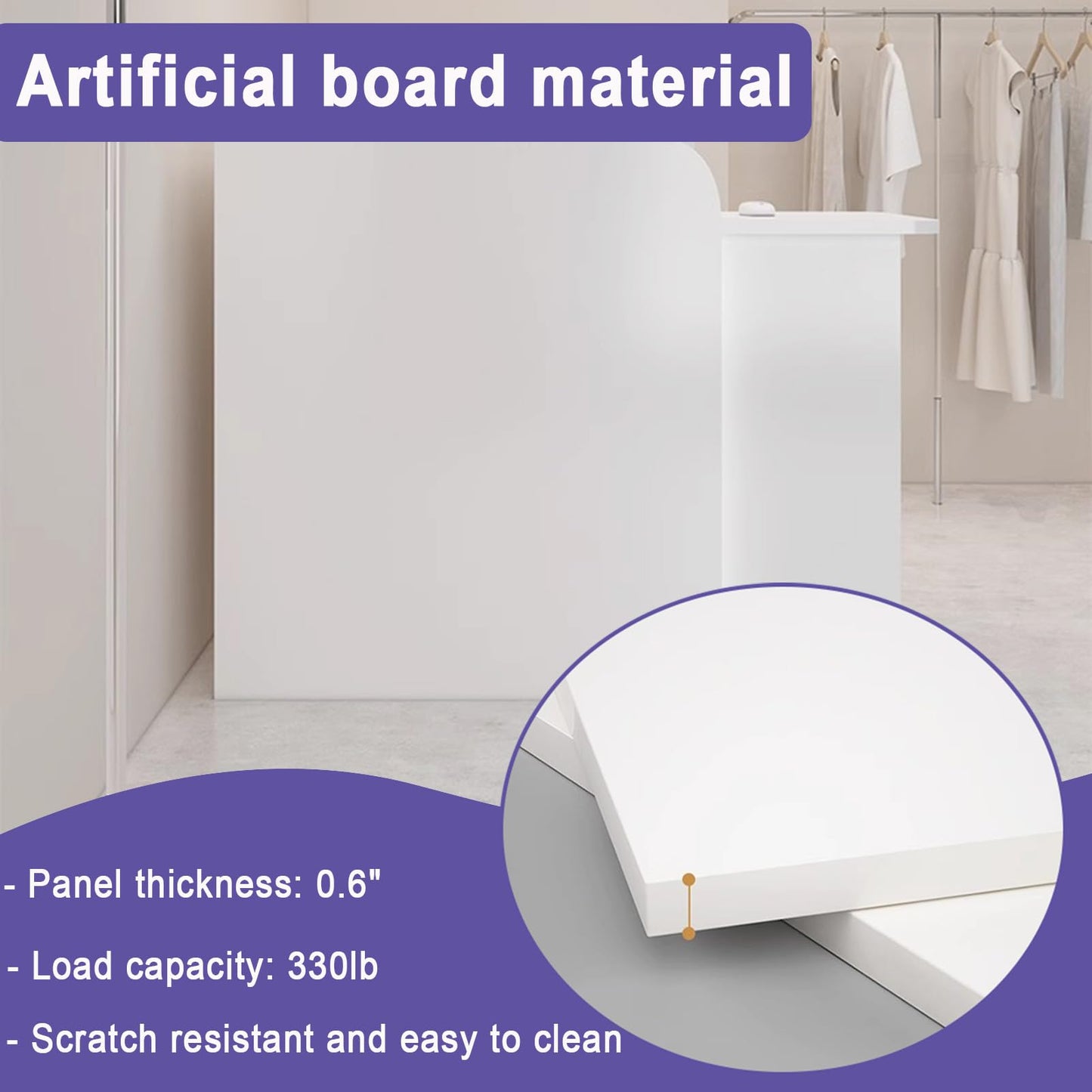 BFECGDXT Modern Reception Desk, Front Desk Reception Counter L-Shaped with Lockable Drawer, for Salon and Clothing Beauty, Right Corner 39.4in