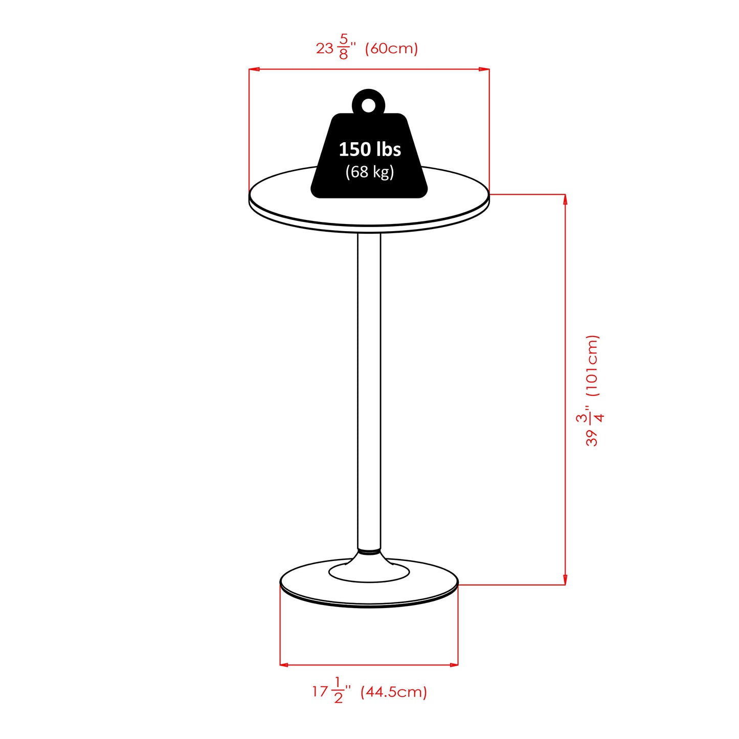 Winsome Obsidion Round Tall Pub Table, 40" in Black, Small High Top Circle Bar Style Cocktail or Bistro Table for Kitchen, Breakfast Nook, Dining Area, Accent Furniture