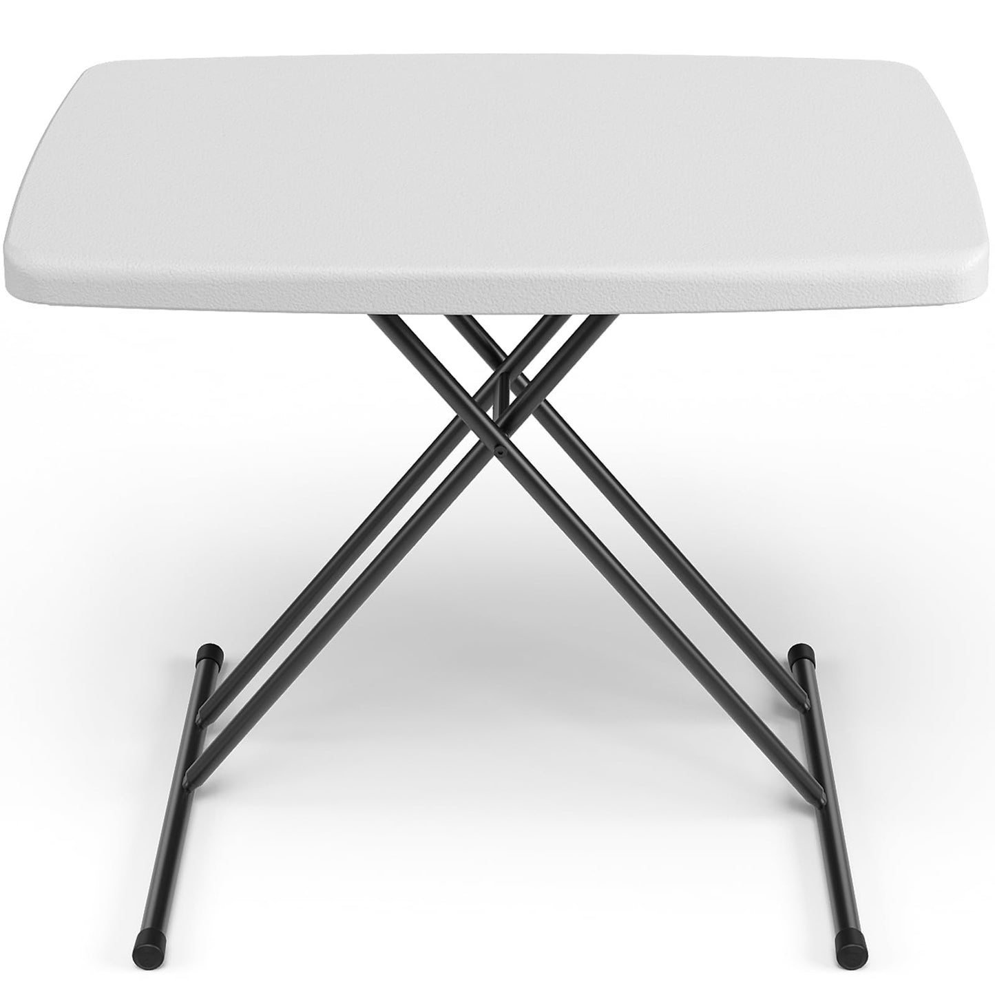 MAKE CHANGES Folding Table 30 Inch - Small Desk Adjustable Height TV Tray for Laptop, Couch, Camping - Heavy Duty Utility Foldable Table for Small Spaces, No Assembly Required, White Granite