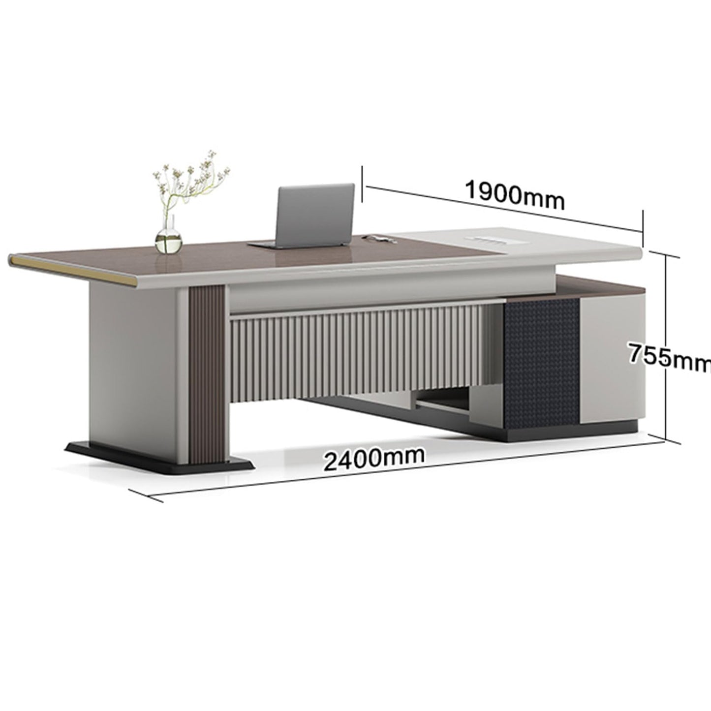 LSIGHTUS Large 94" Executive Office Desk Single Desk with Lateral Cabinet, L Shaped Corner Computer Desk for CEO Boss Manager, Business Furniture Office Workstation for Home Office