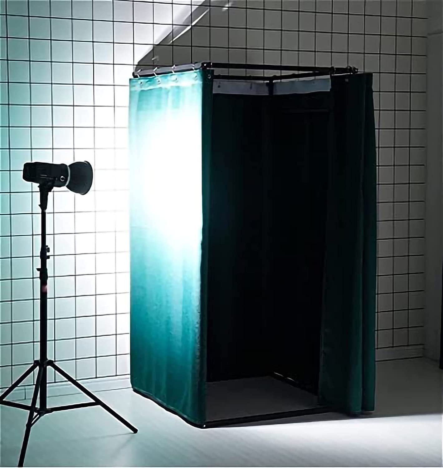ZTIOMUK Fitting Room Clothing Store Fitting Room Privacy Screen Mobile Partition Square Cloakroom DIY Changing Room with Shading Curtain Mobile Store Clothing Fitting