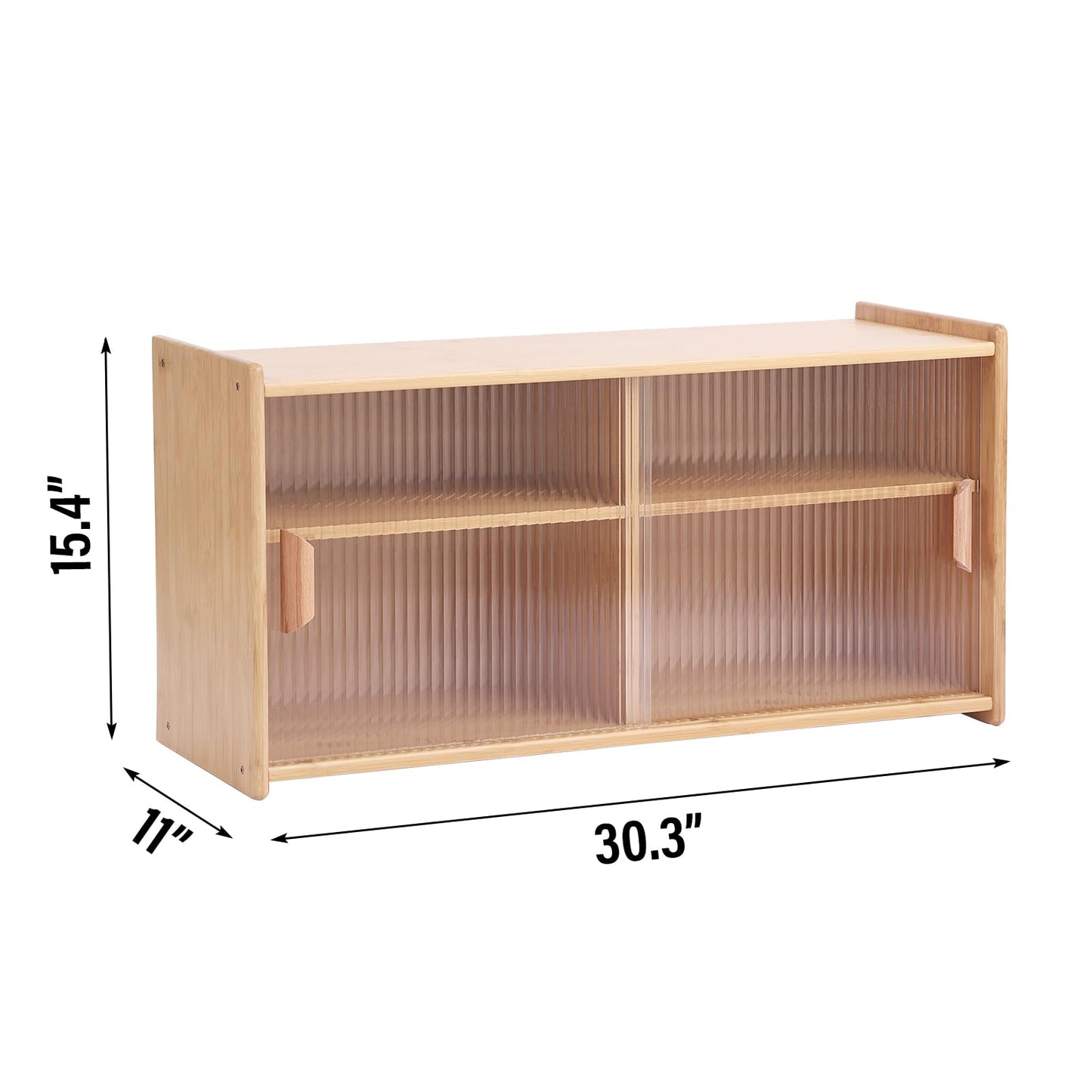 Tiita Small Kitchen Pantry Cabinet, Bamboo Wall Sideboard with Glass Doors, Cupboard Food Pantry Cabinet for Kitchen, Living Room and Dinning Bedroom