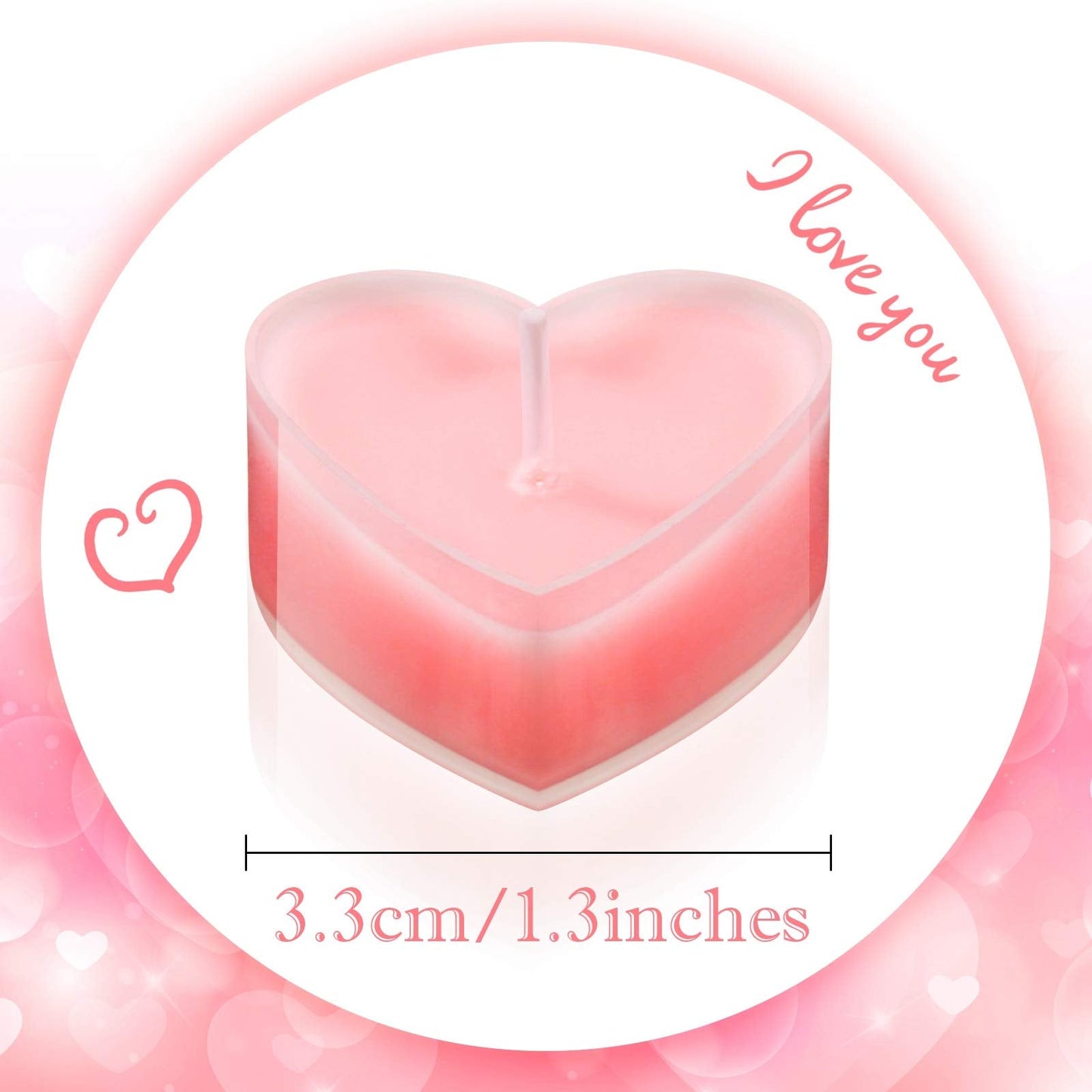 Nuanchu 18 Pieces Valentine's Day Heart Shape Candles Tealights Candle Love Tea Light Candles for Wedding Table Centerpiece Dinner Cake Decor Party Favor