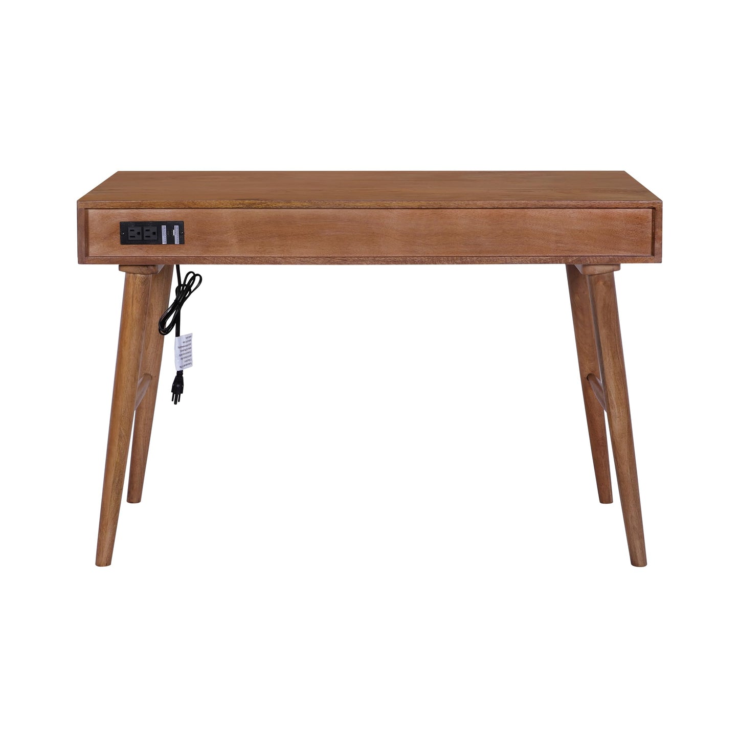 Casartis Living Ella Cane Solid Wood Desk w/Built-in-Outlet (Walnut)