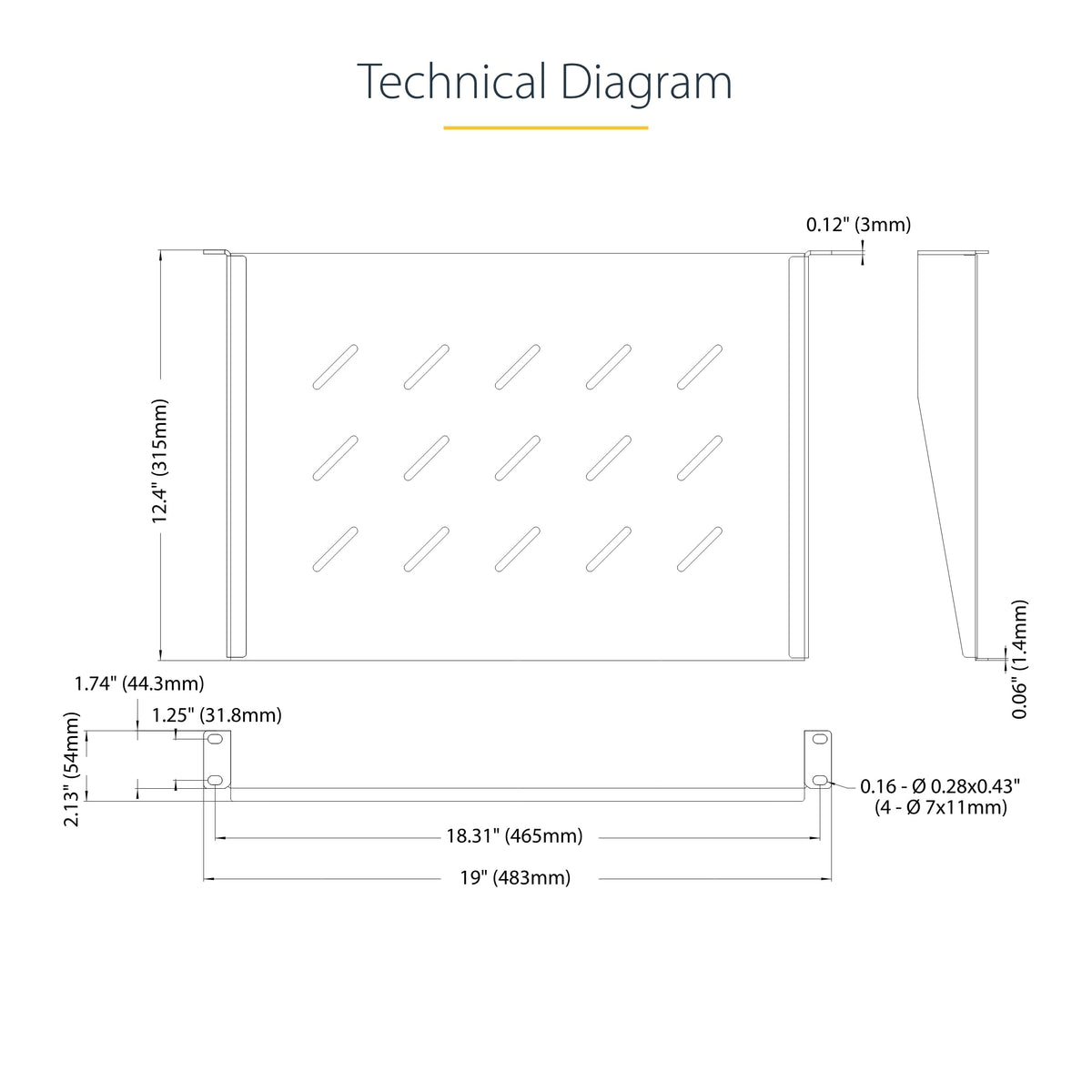 StarTech.com 1U Vented Server Rack Shelf, 12in/31.5cm Mounting Depth, for 19" Rack/Cabinet, SPCC Steel, Max 25lb/11.3kg