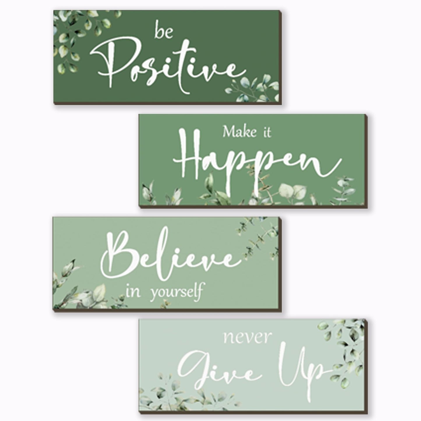FENCORDAR 4 Pcs Green Office Decor For Women Motivational Wall Decor Inspirational Green Office Wall Decor With Positive Sayings Wooden Hangings for Home Bathroom Bedroom Kitchen(10x4")