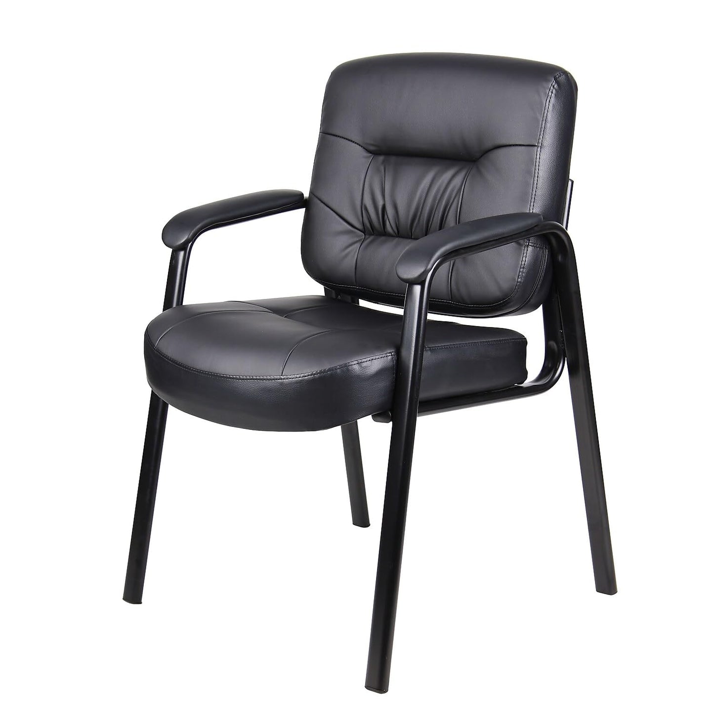 Boss Office Products Executive Mid Back LeatherPlus Guest Chair in Black (B7509)