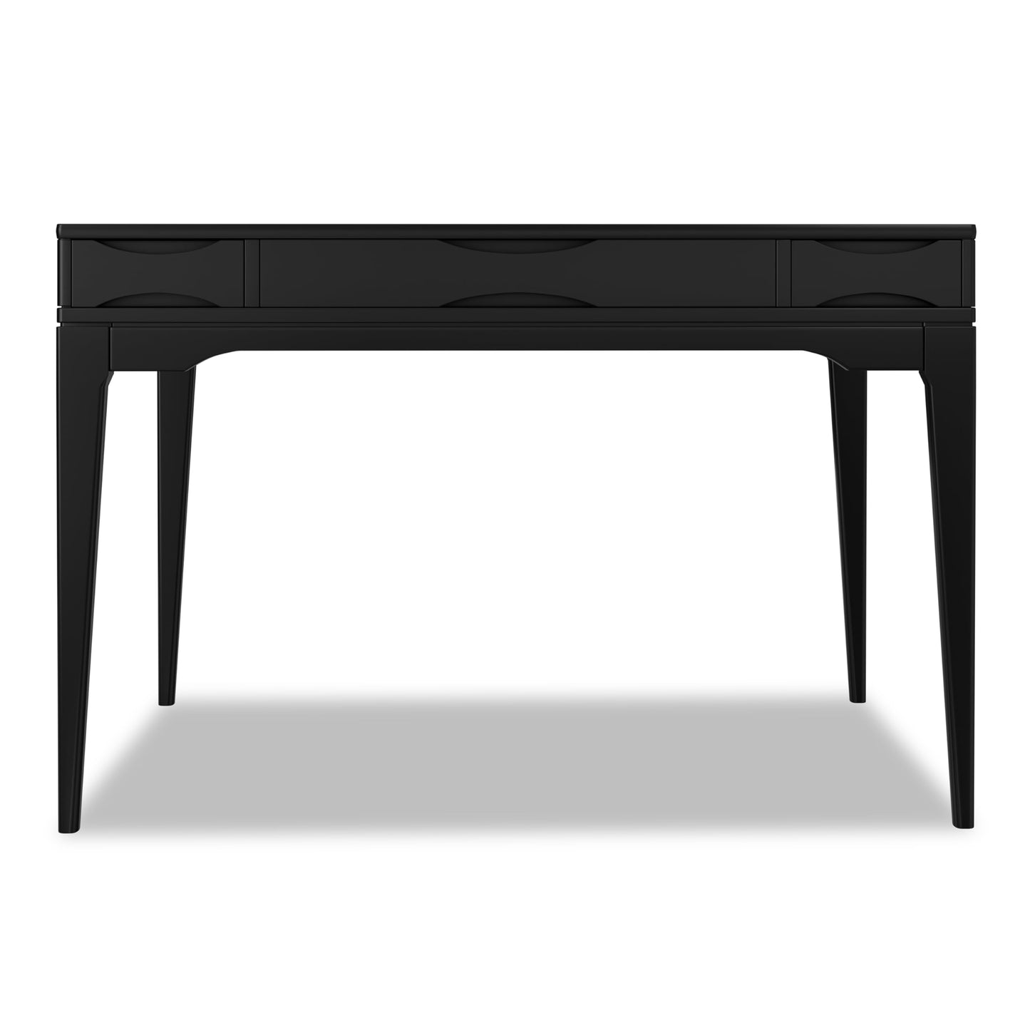 SIMPLIHOME Harper Small Desk - 48 inch Wide Solid Hardwood Writing Desk in Black, Mid-Century Modern Home Office Table for Study or Work with 2 Drawers and Flip-Down Keyboard Tray