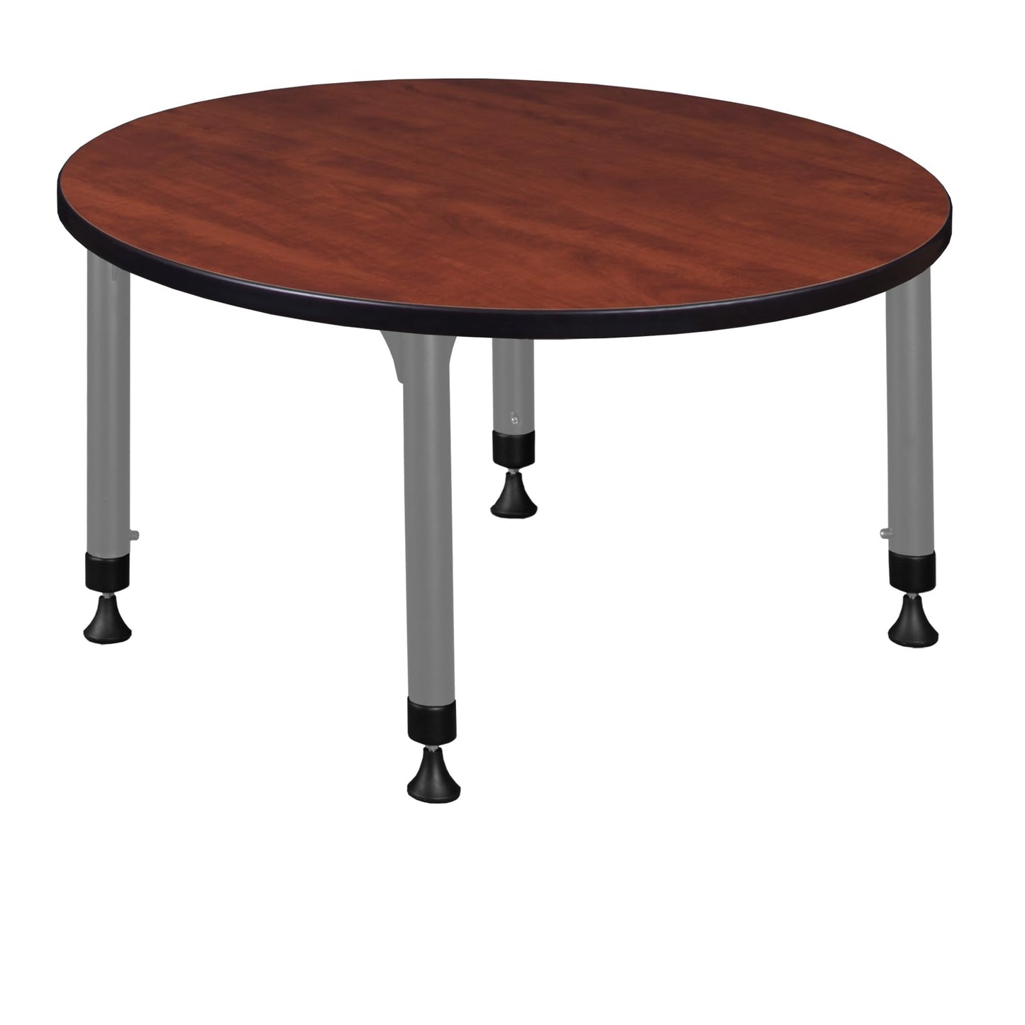 Romig Trek 36 in. Round Height Adjustable Classroom Activity Table- Cherry Top & Grey Base